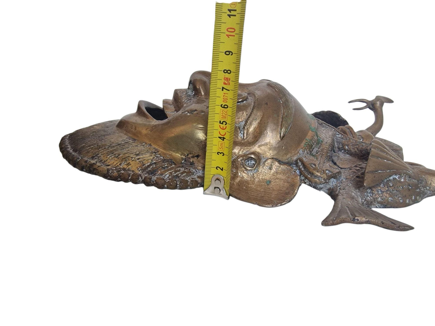 Antique Bronze Tribal Mask – Bastar Folk Art Grotesque Sea Monster
