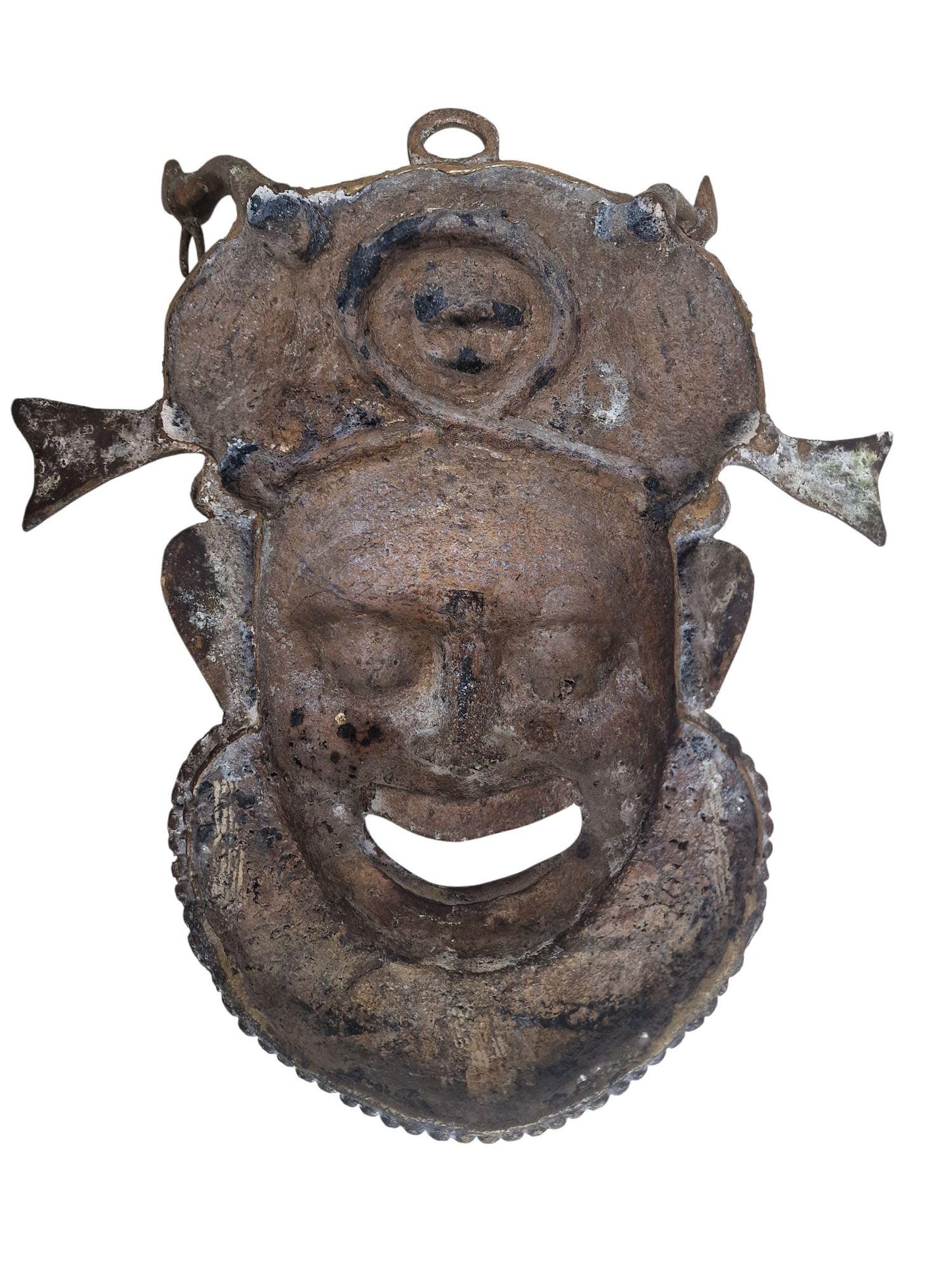 Antique Bronze Tribal Mask – Bastar Folk Art Grotesque Sea Monster