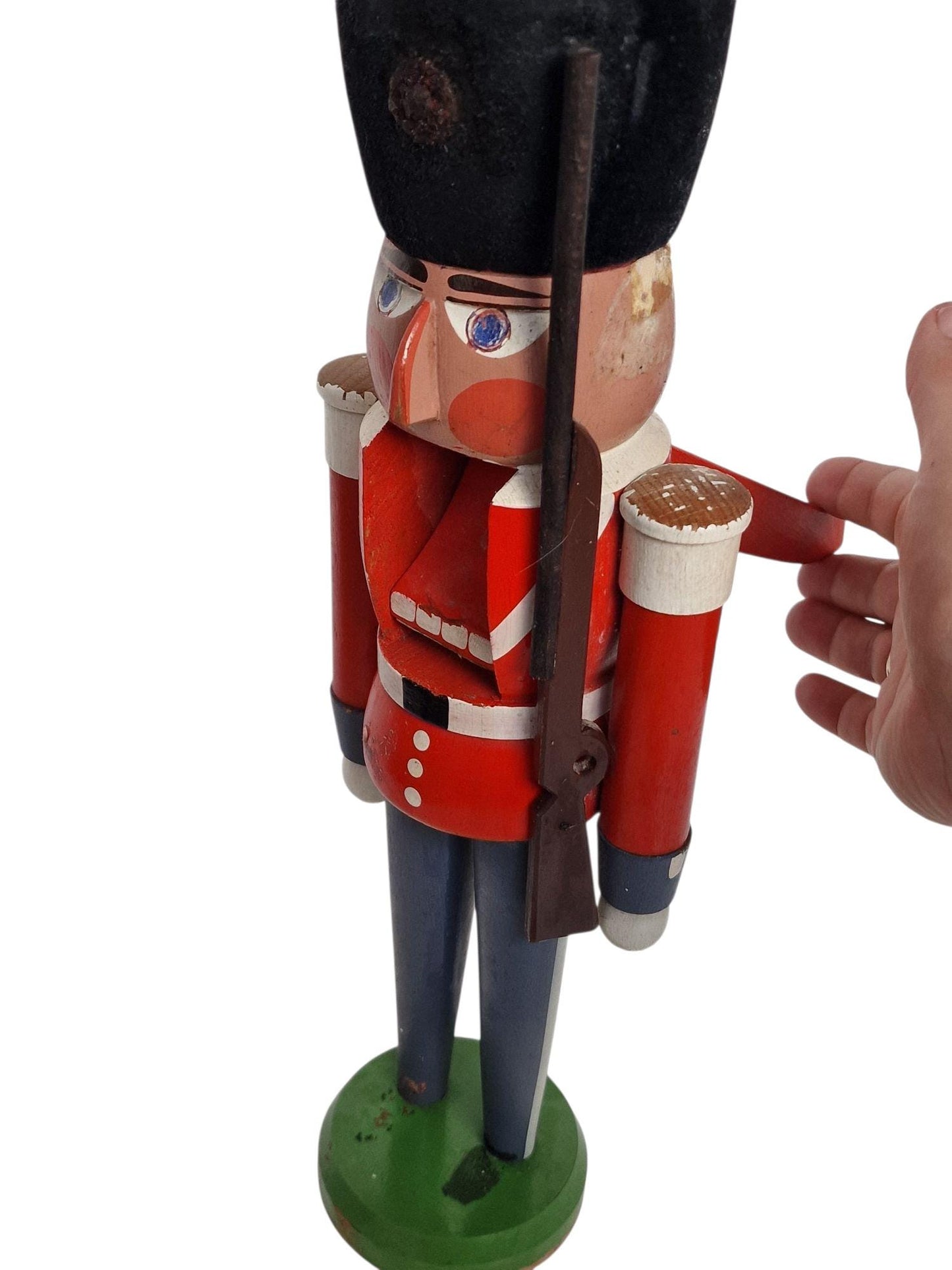 Vintage Erzgebirge Nutcracker, German Wooden Soldier, British Guard
