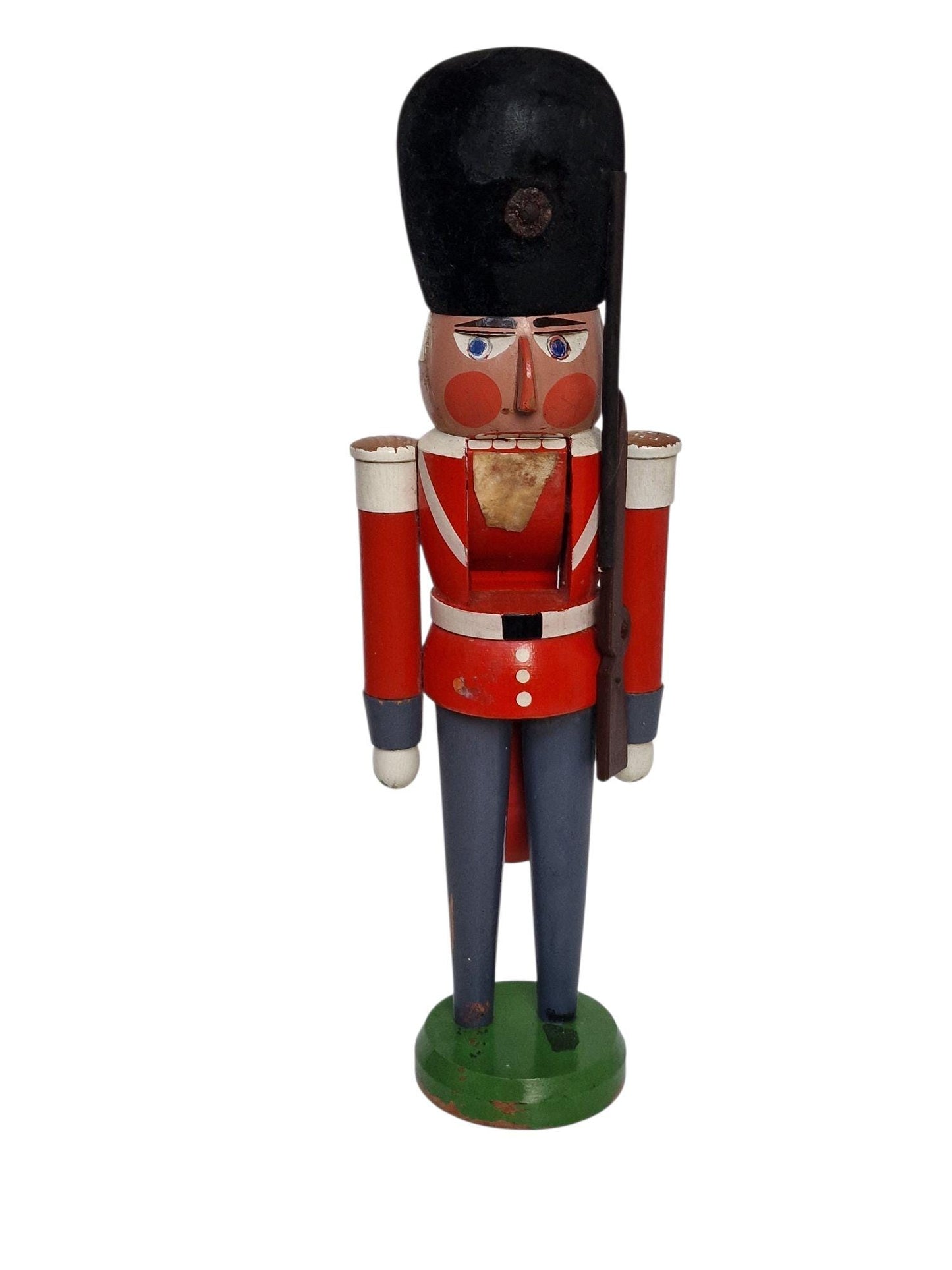 Vintage Erzgebirge Nutcracker, German Wooden Soldier, British Guard