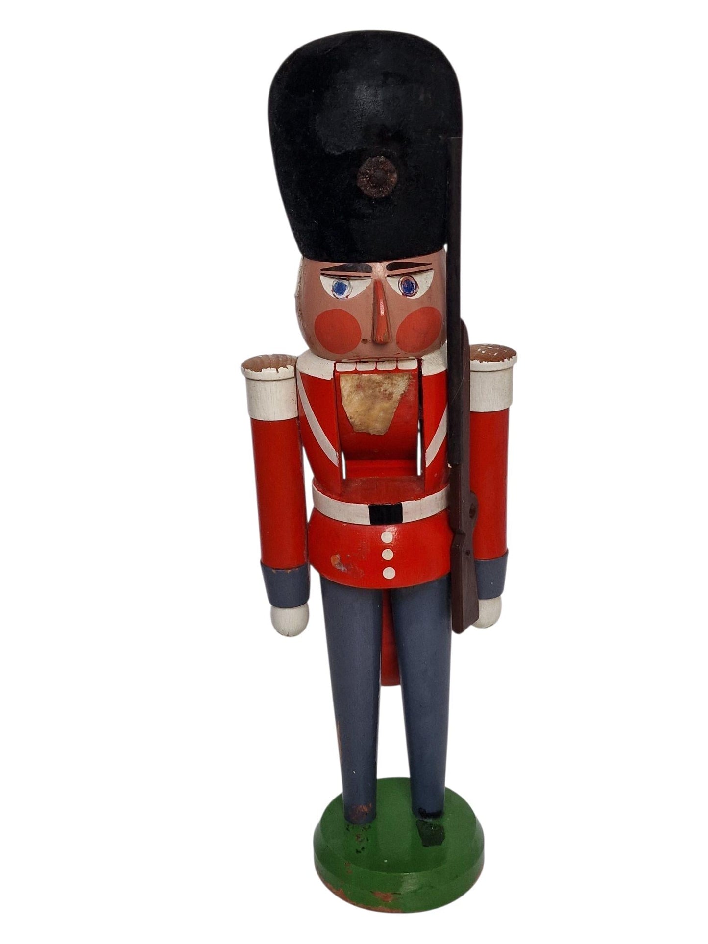 Vintage Erzgebirge Nutcracker, German Wooden Soldier, British Guard