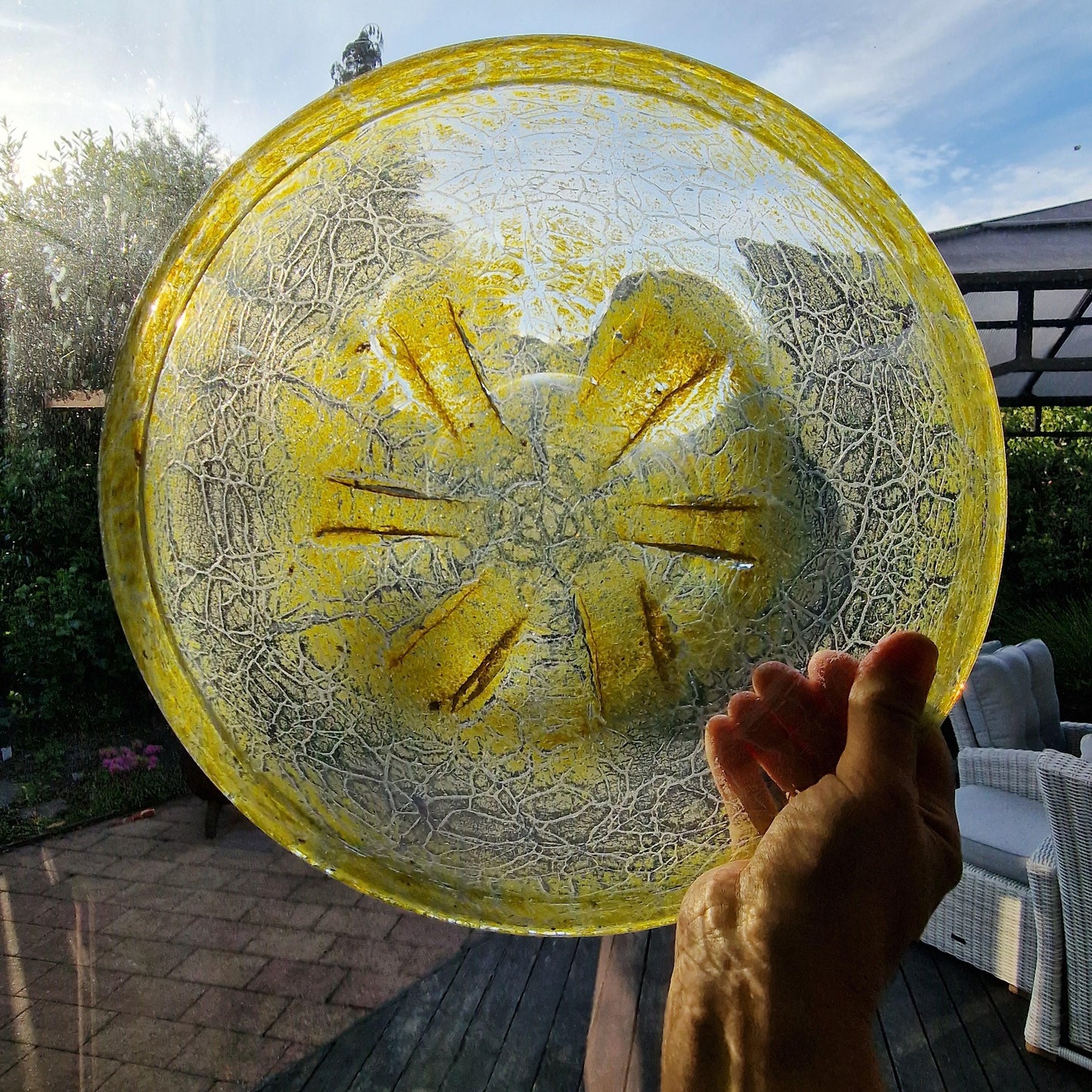 Karl Wiedmann WMF Ikora Glass Bowl, Yellow Art Deco Centerpiece