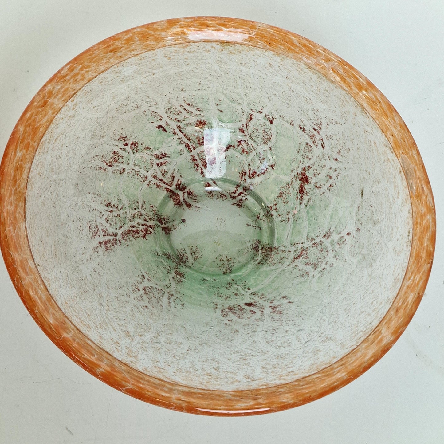 Karl Wiedmann WMF Ikora Glass Bowl, Art Deco Orange Centerpiece, 1930s