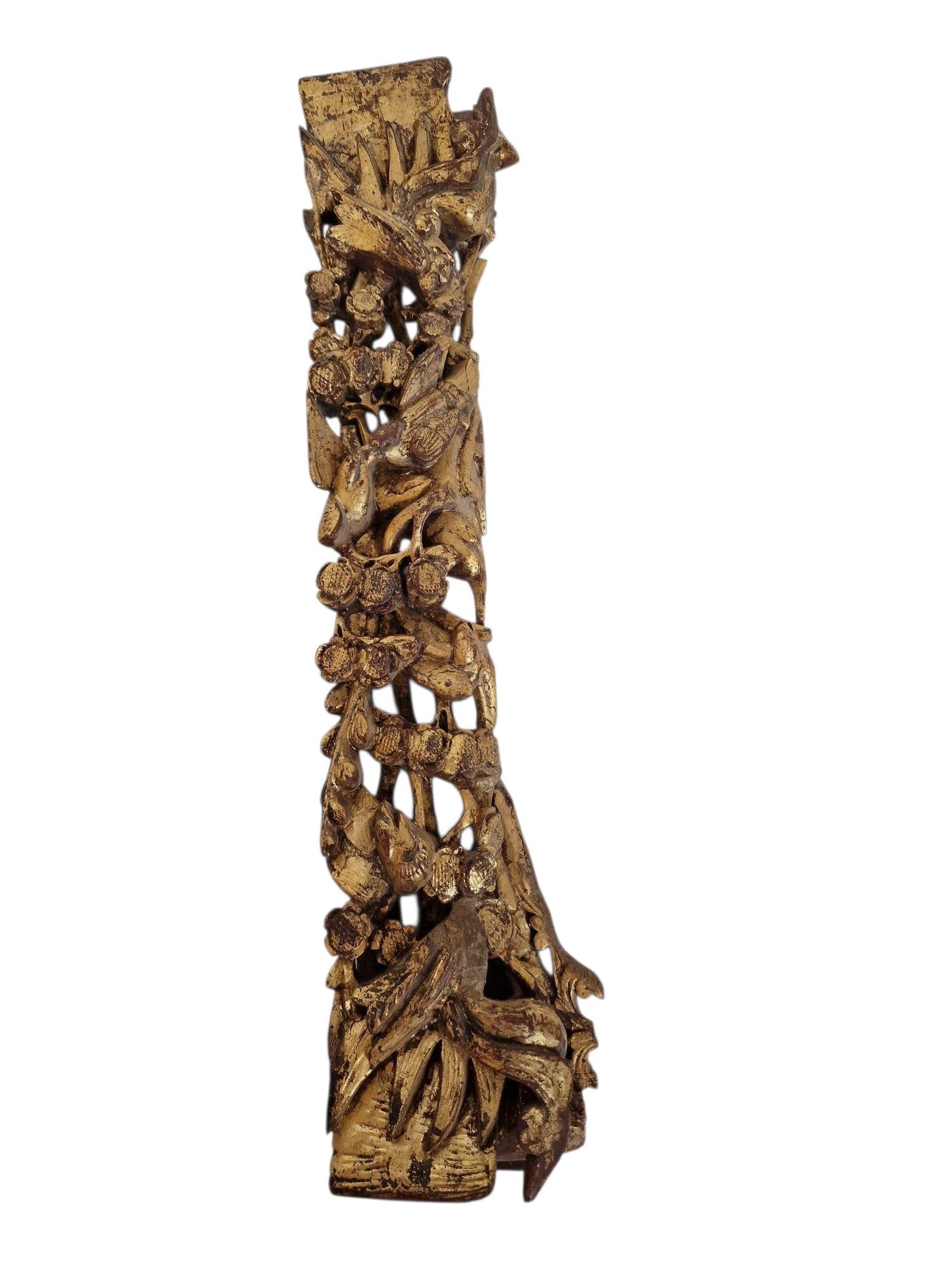 Antique marked Chinese Gilded Overdoor Panel – Hand-Carved Temple Ornament – Qing Dynasty, Late 19th Century