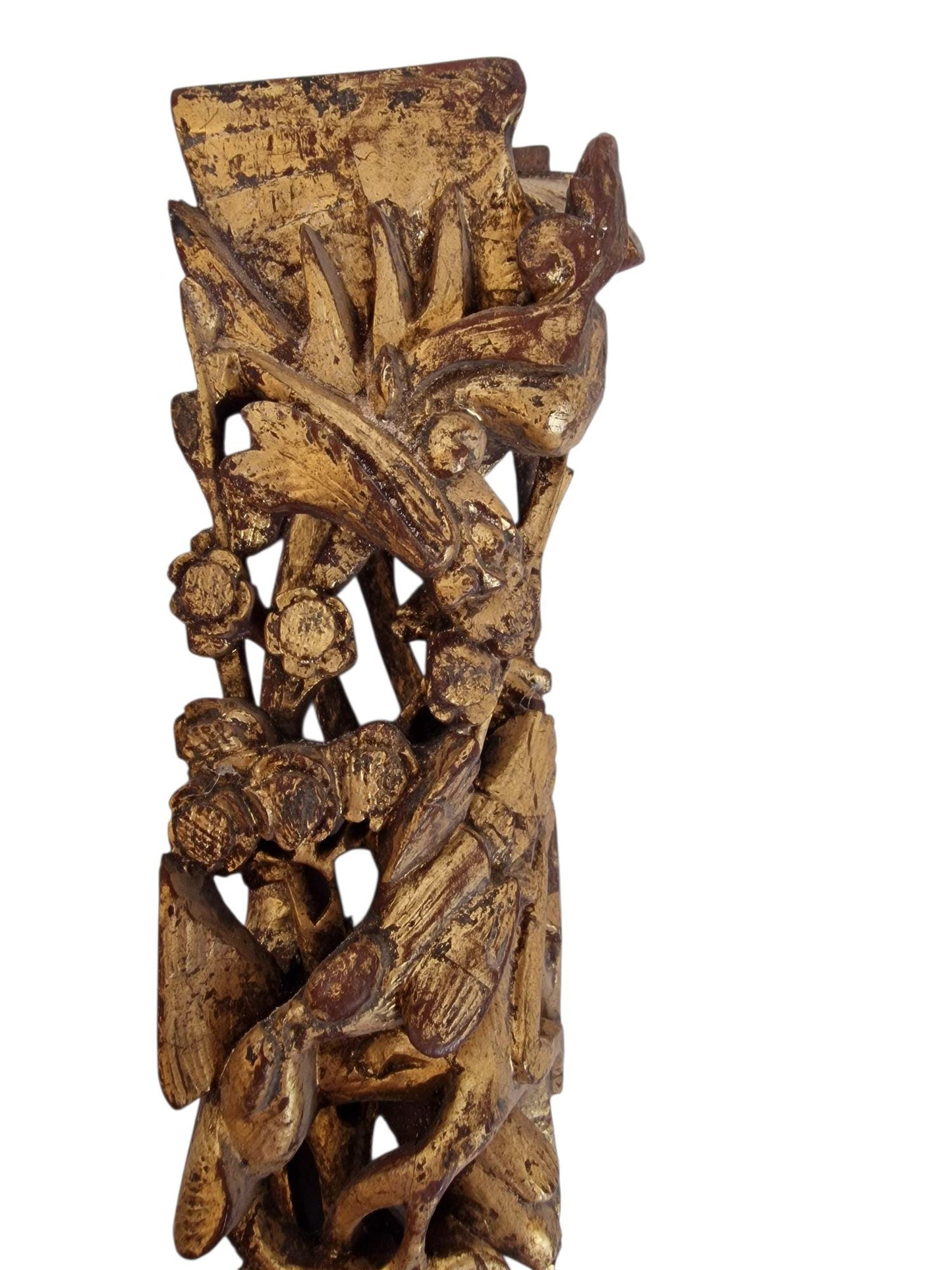 Antique marked Chinese Gilded Overdoor Panel – Hand-Carved Temple Ornament – Qing Dynasty, Late 19th Century