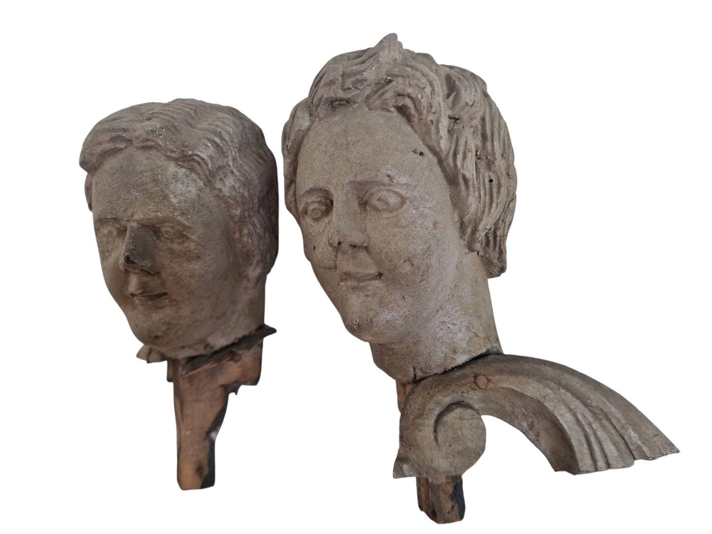 18th Century Hand-Carved Cherub Heads: German Baroque Angel Figures