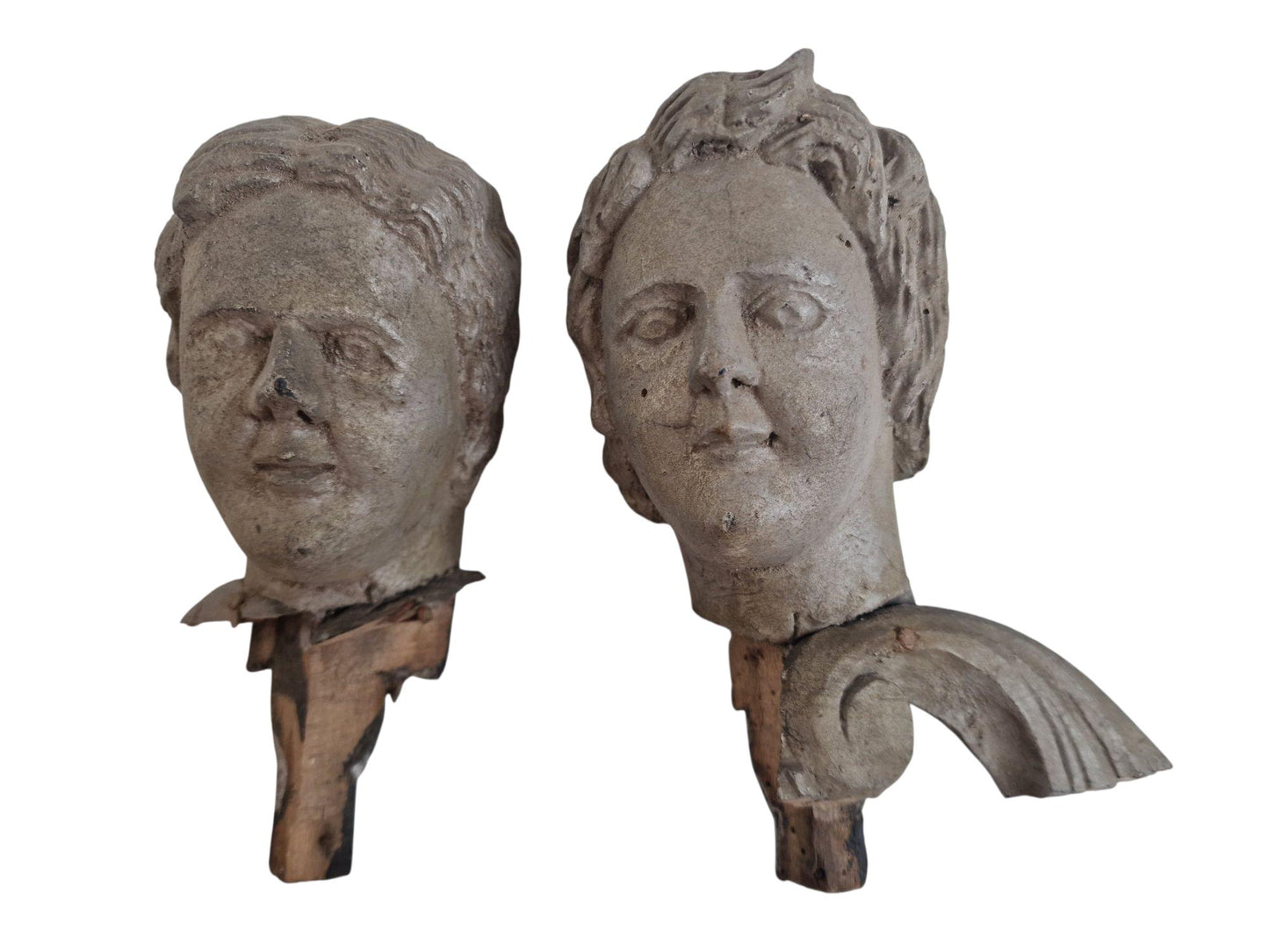 18th Century Hand-Carved Cherub Heads: German Baroque Angel Figures