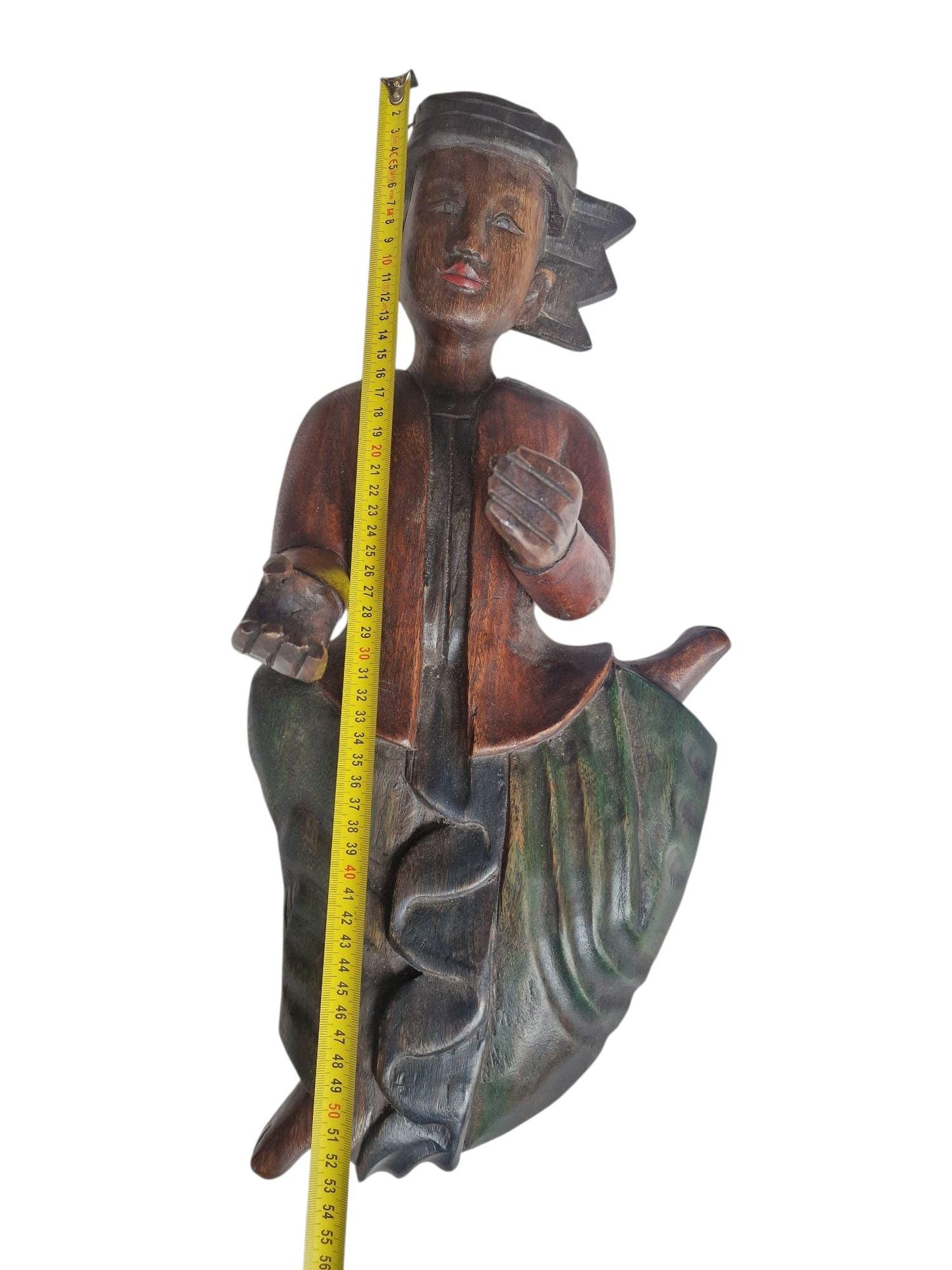 Antique Indonesian Teak Wood Figurehead, Javanese Ship Sculpture, 1920s