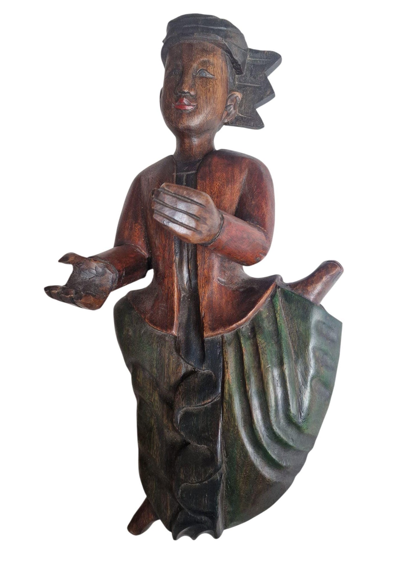 Antique Indonesian Teak Wood Figurehead, Javanese Ship Sculpture, 1920s