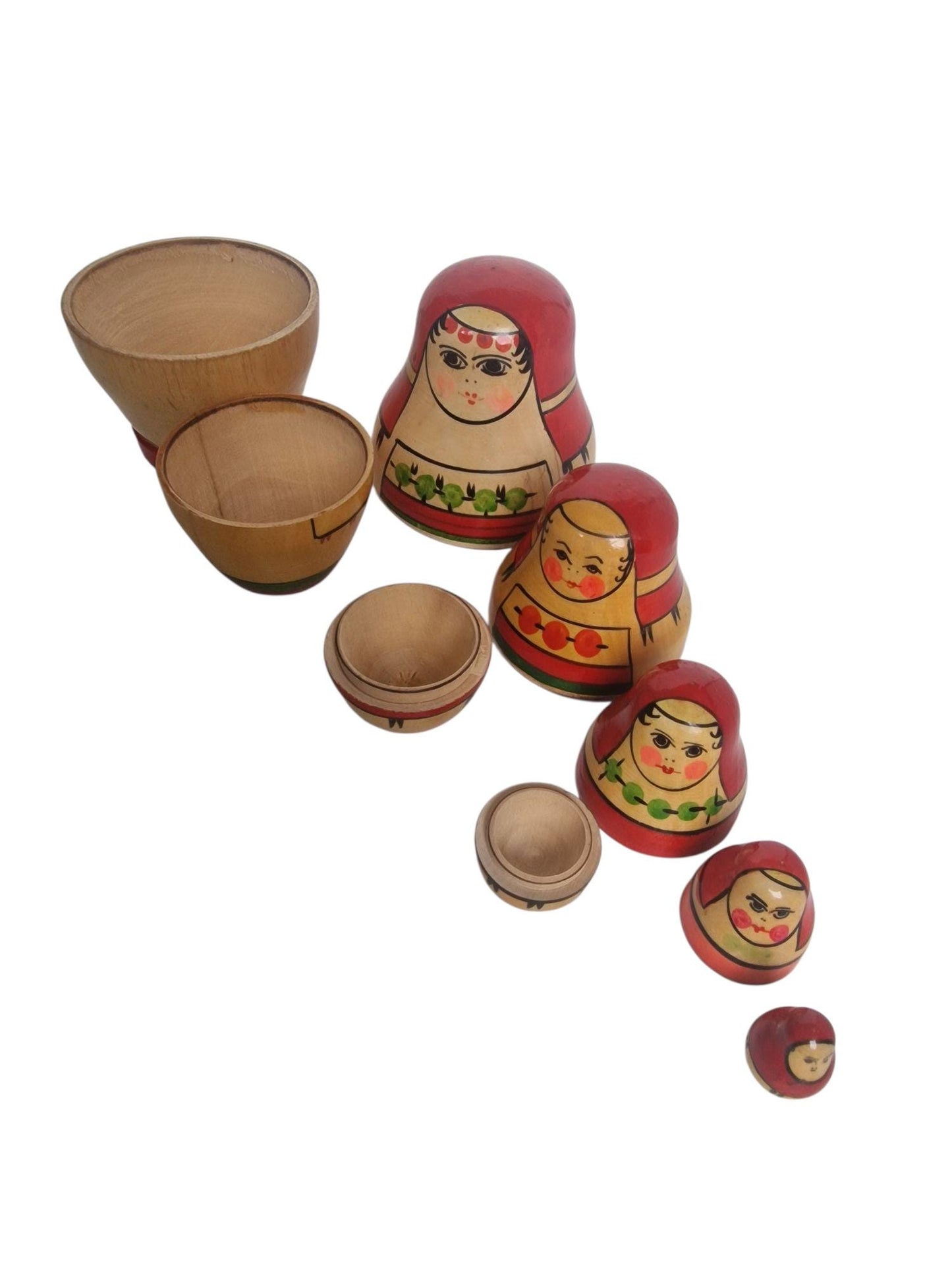 Handpainted Nested Matryoshka Dolls, Wooden Babushka Set