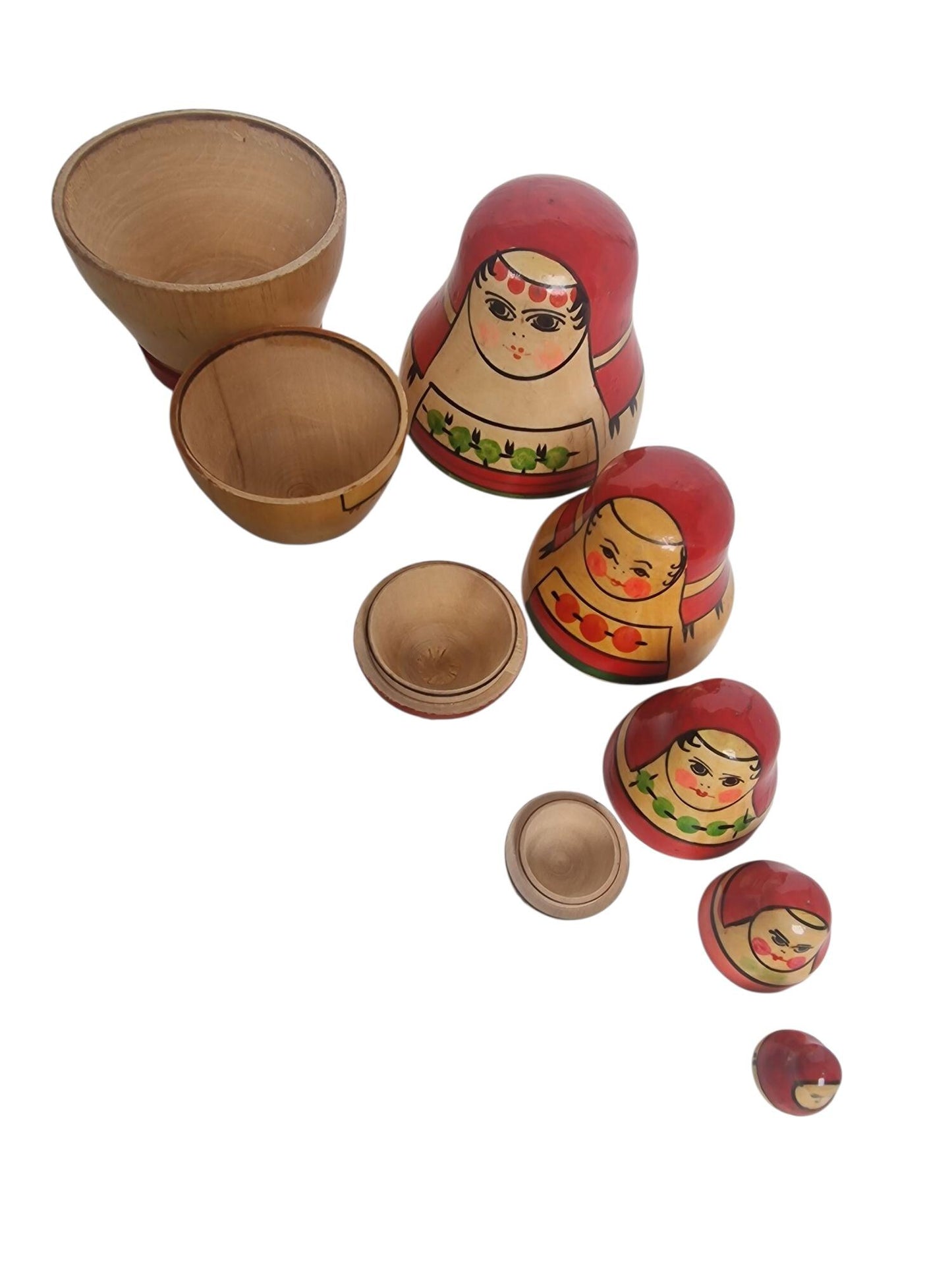 Handpainted Nested Matryoshka Dolls, Wooden Babushka Set