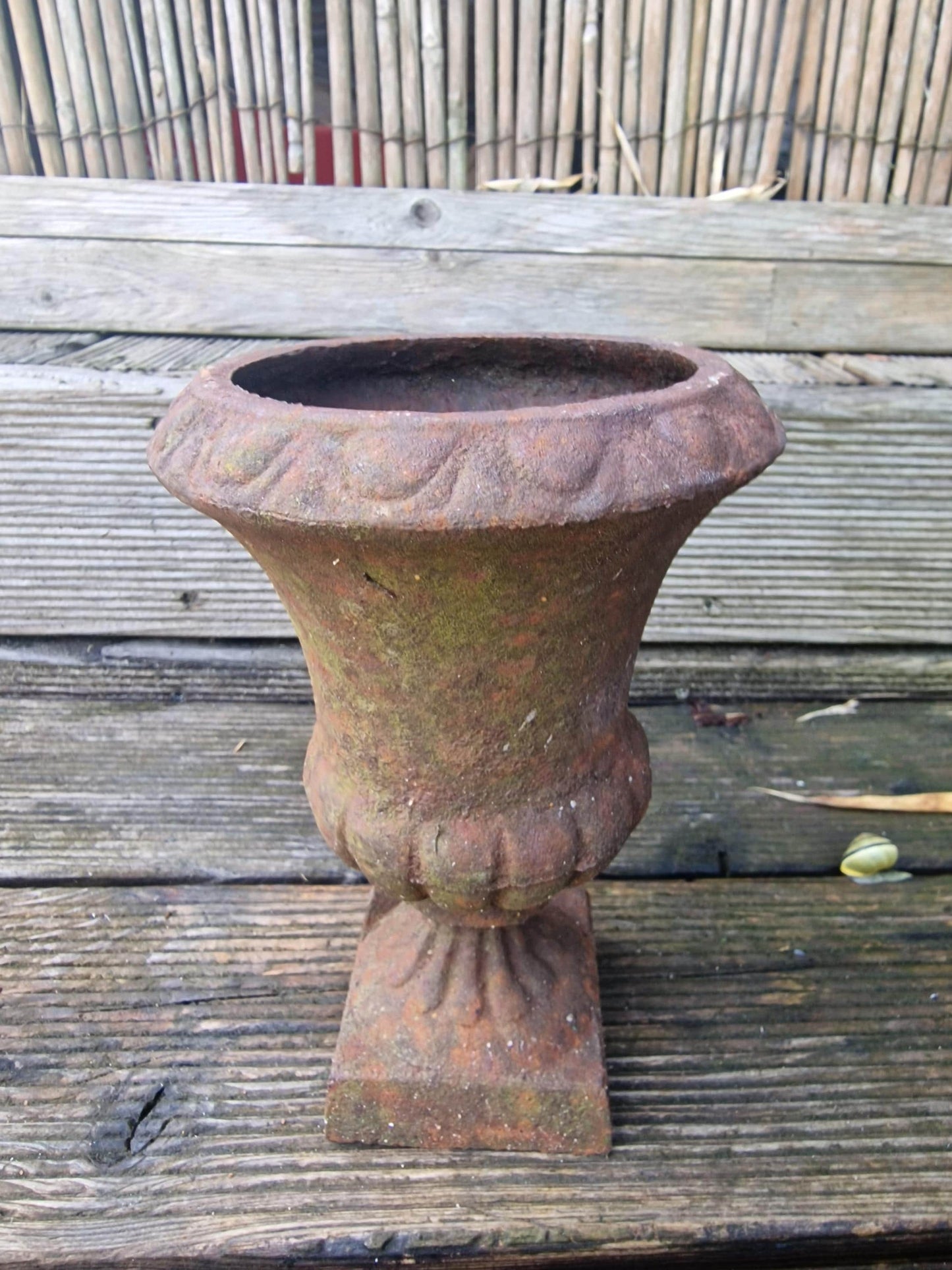 Antique Art Nouveau Cast Iron Jardiniere, French Garden Vase