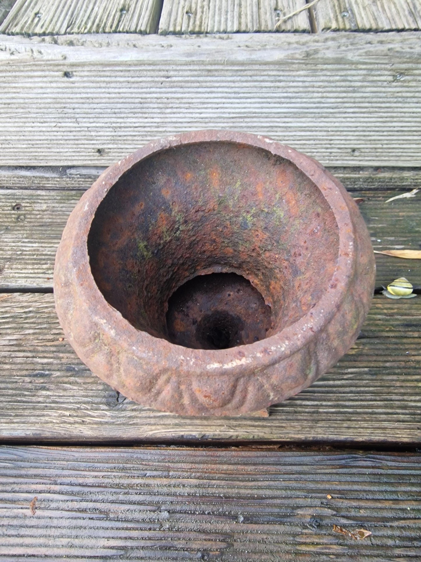 Antique Art Nouveau Cast Iron Jardiniere, French Garden Vase