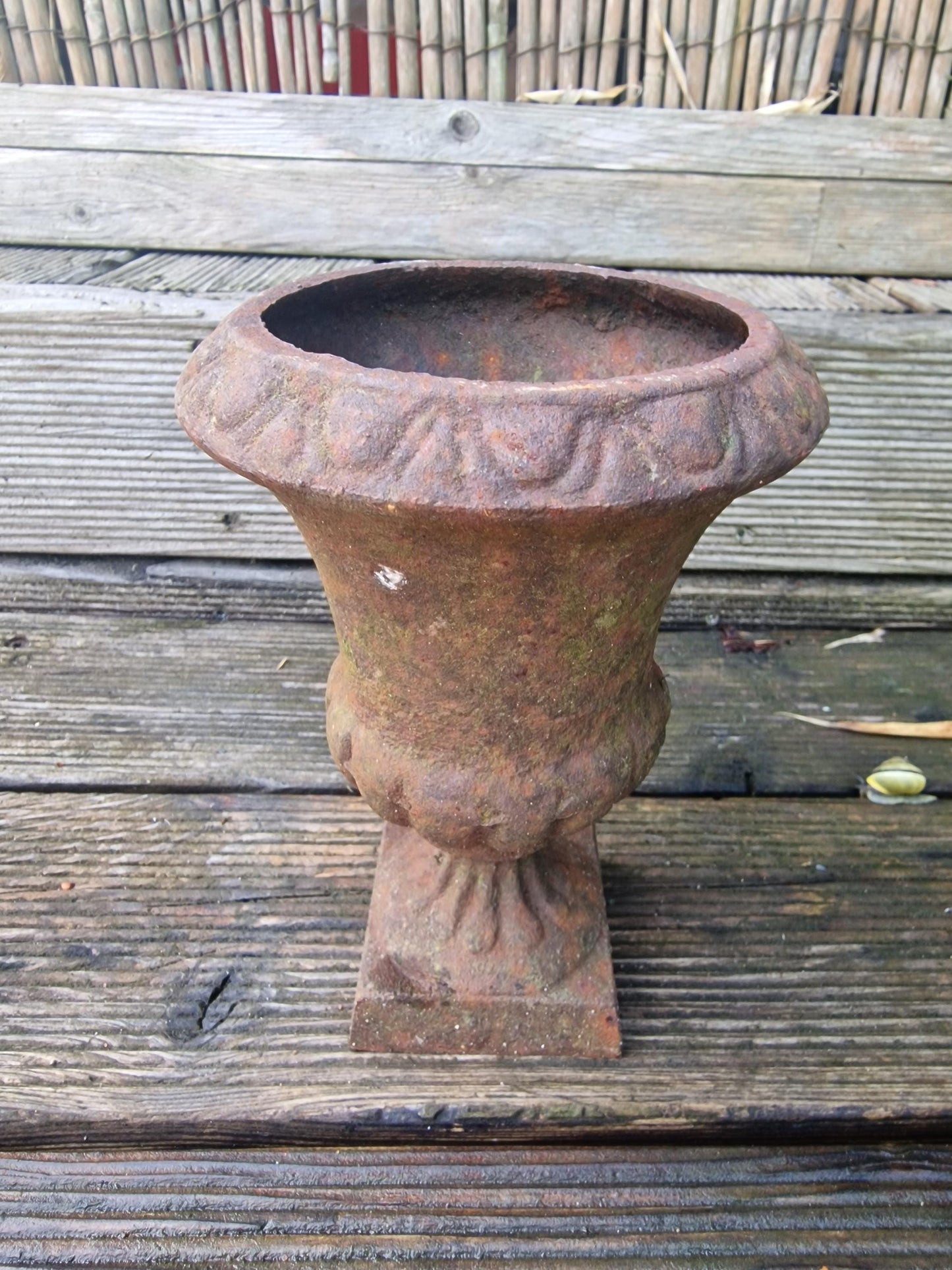 Antique Art Nouveau Cast Iron Jardiniere, French Garden Vase