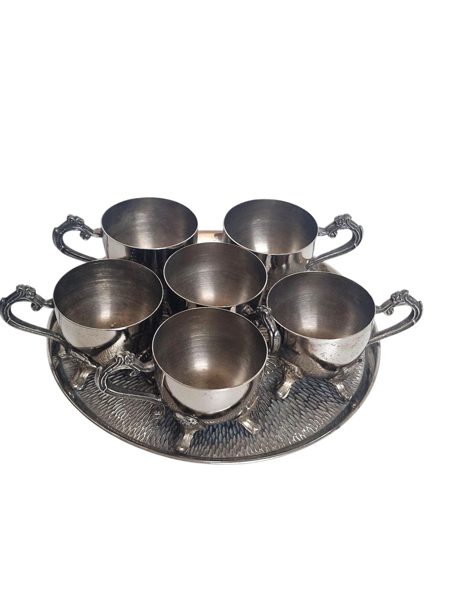 Antique English Egg Cruet Set | 6 Egg Cups with Tray,  Early 20th Century Breakfast Set
