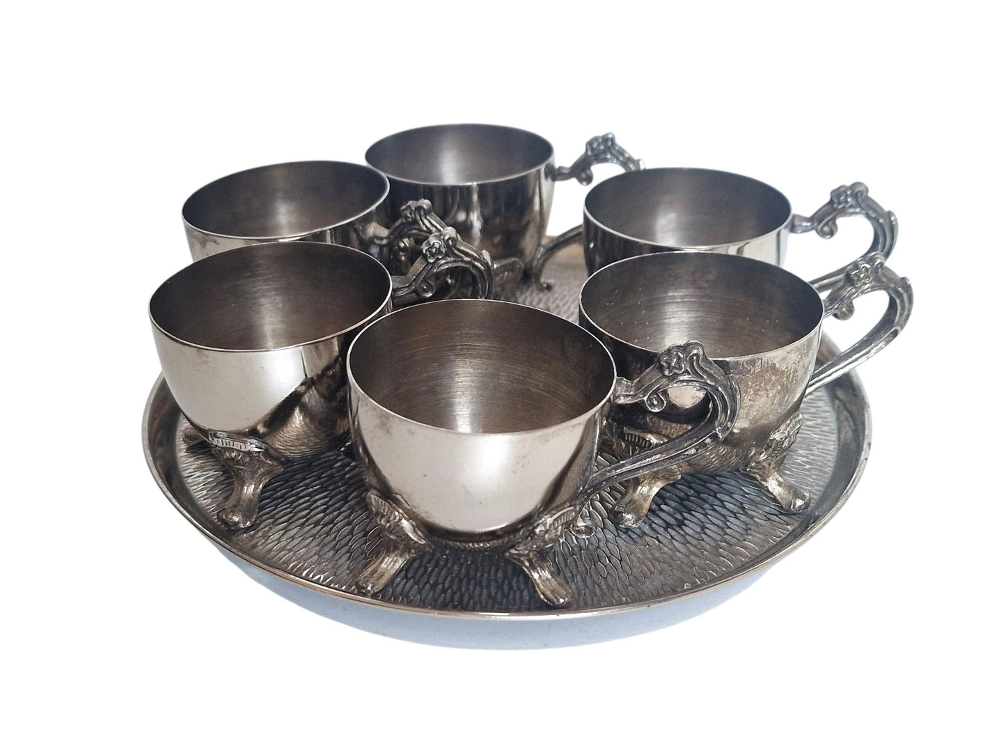 Antique English Egg Cruet Set | 6 Egg Cups with Tray,  Early 20th Century Breakfast Set