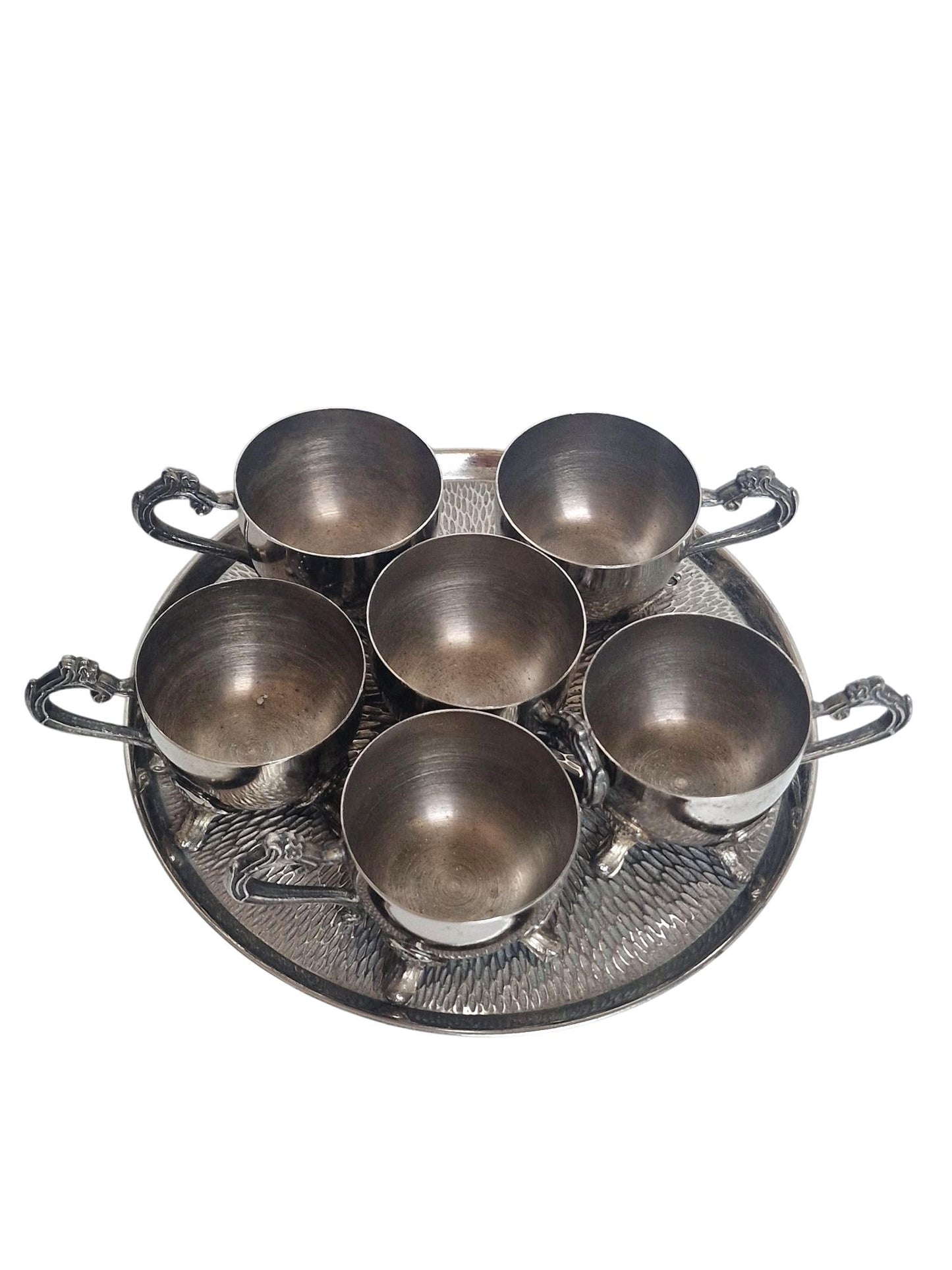 Antique English Egg Cruet Set | 6 Egg Cups with Tray,  Early 20th Century Breakfast Set