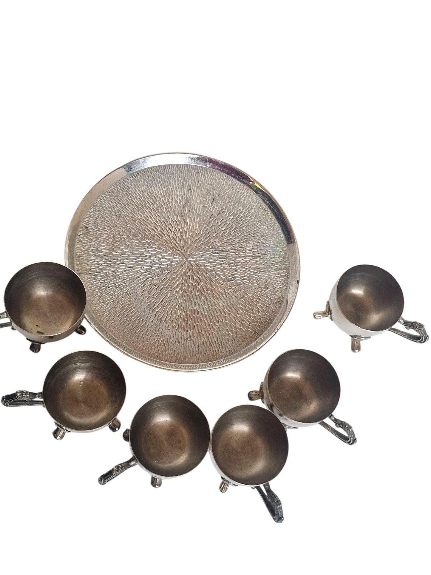 Antique English Egg Cruet Set | 6 Egg Cups with Tray,  Early 20th Century Breakfast Set