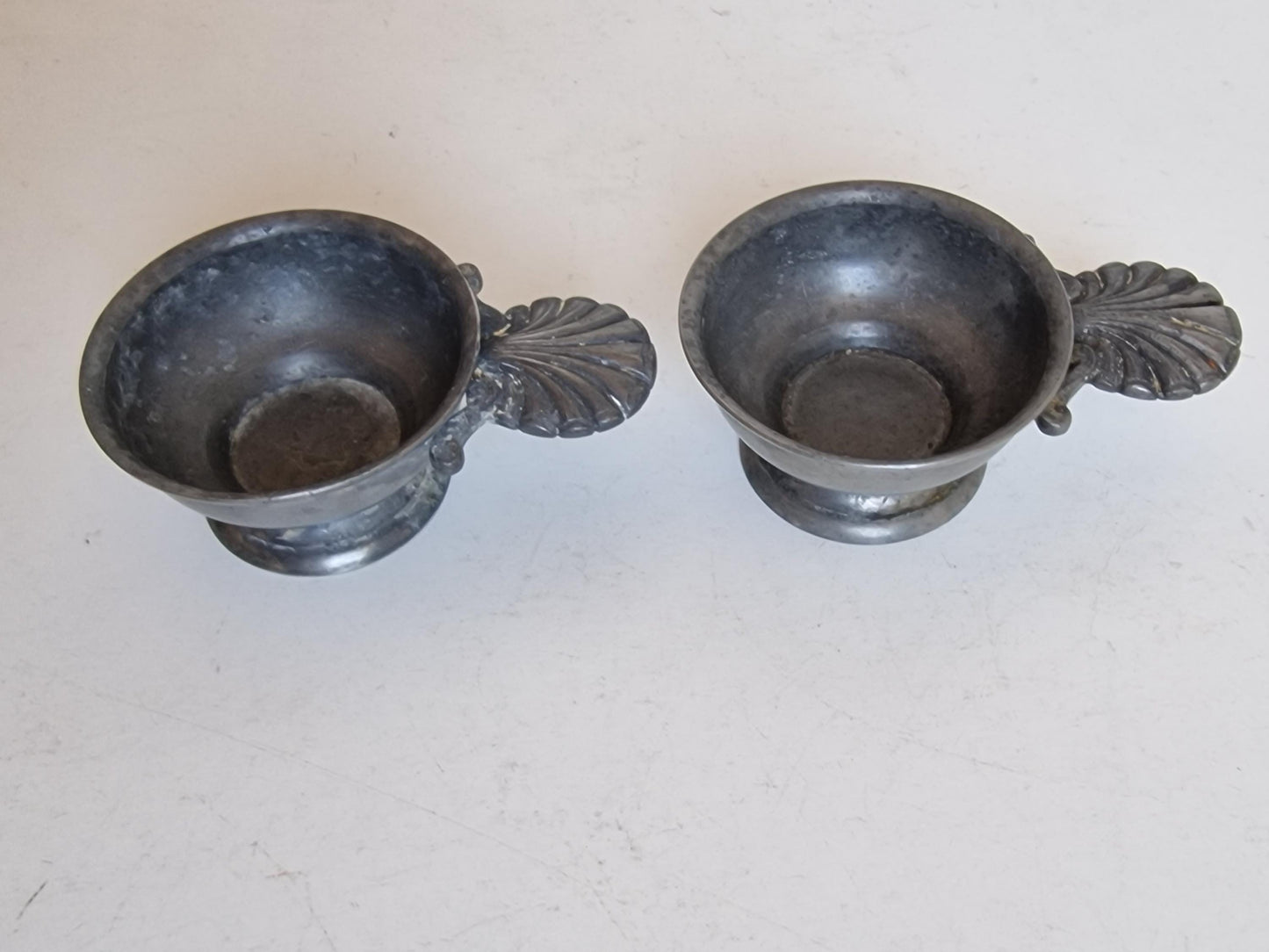 2 Vintage French Tastevins, Pewter Wine Tasting Cups, Sommelier Barware