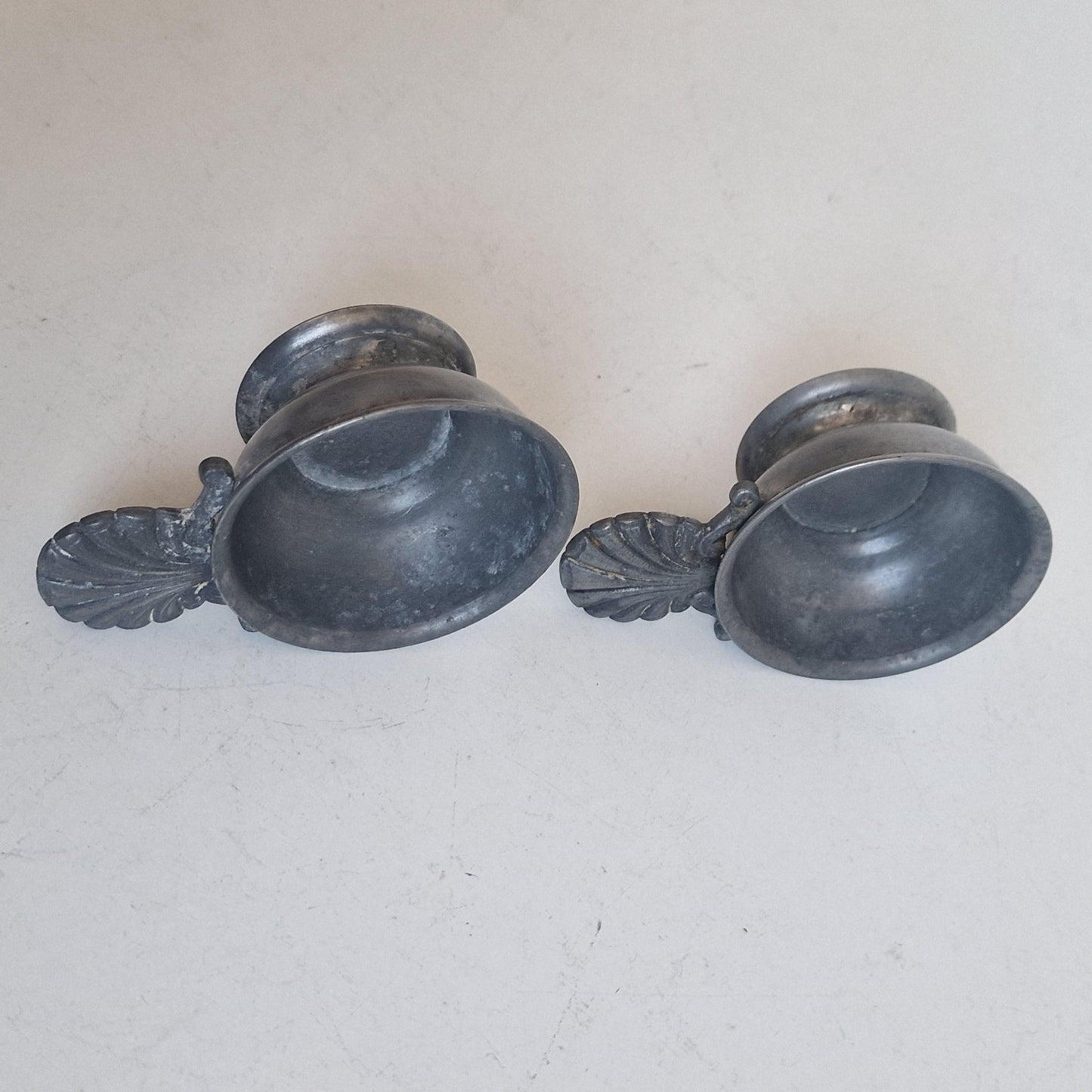 2 Vintage French Tastevins, Pewter Wine Tasting Cups, Sommelier Barware