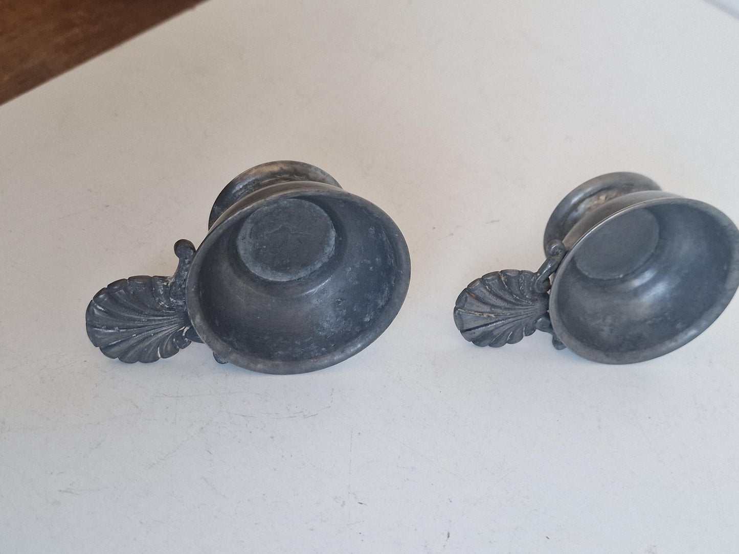 2 Vintage French Tastevins, Pewter Wine Tasting Cups, Sommelier Barware