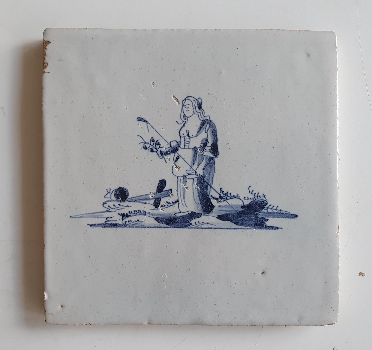 Set of 4 Antique Dutch Delft Tiles, 17th Century, Holland