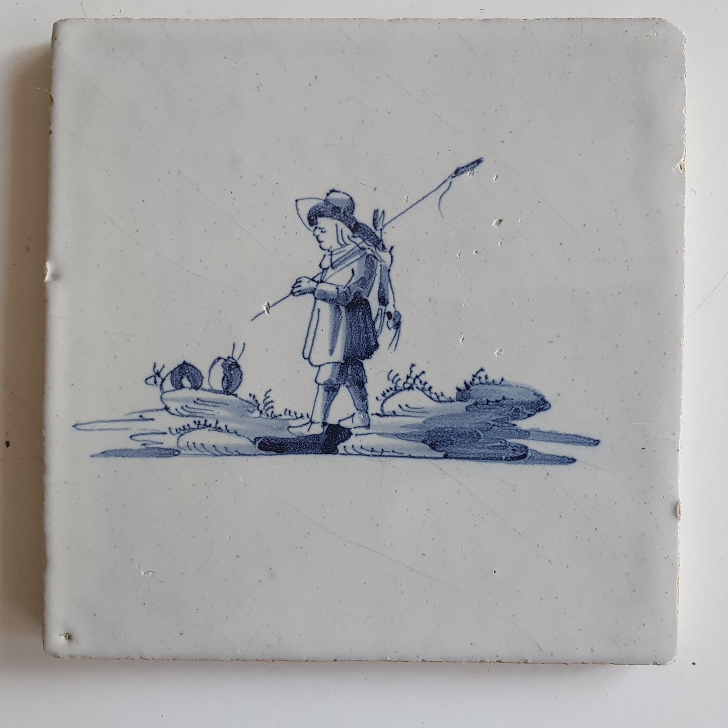Set of 4 Antique Dutch Delft Tiles, 17th Century, Holland