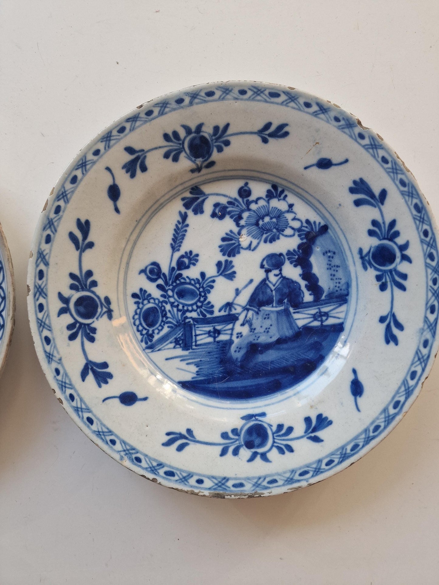 Antique Delft Plates, 18th Century Dutch Chinoiserie, Oriental Decor