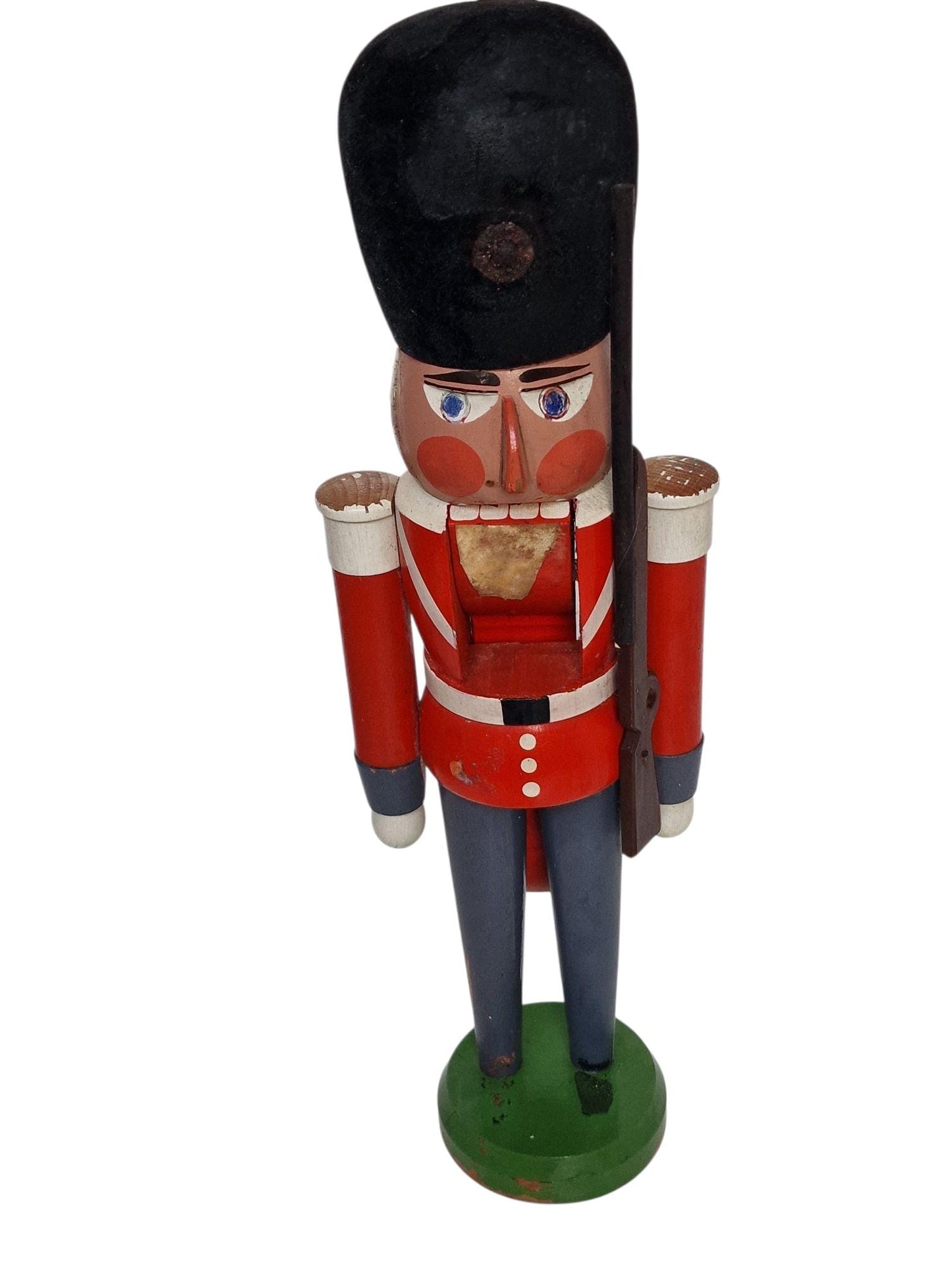 Vintage Erzgebirge Nutcracker, German Wooden Soldier, British Guard