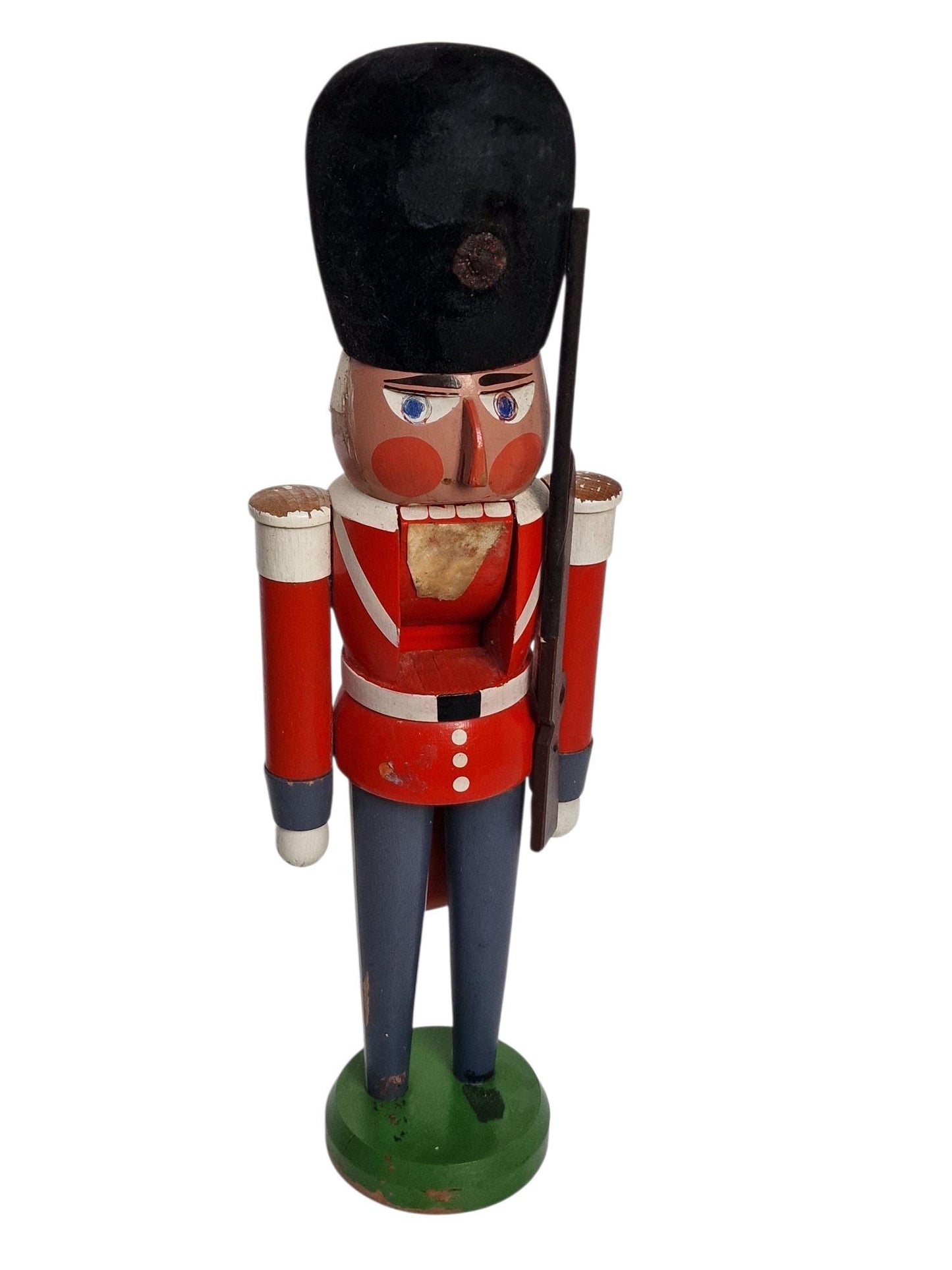 Vintage Erzgebirge Nutcracker, German Wooden Soldier, British Guard