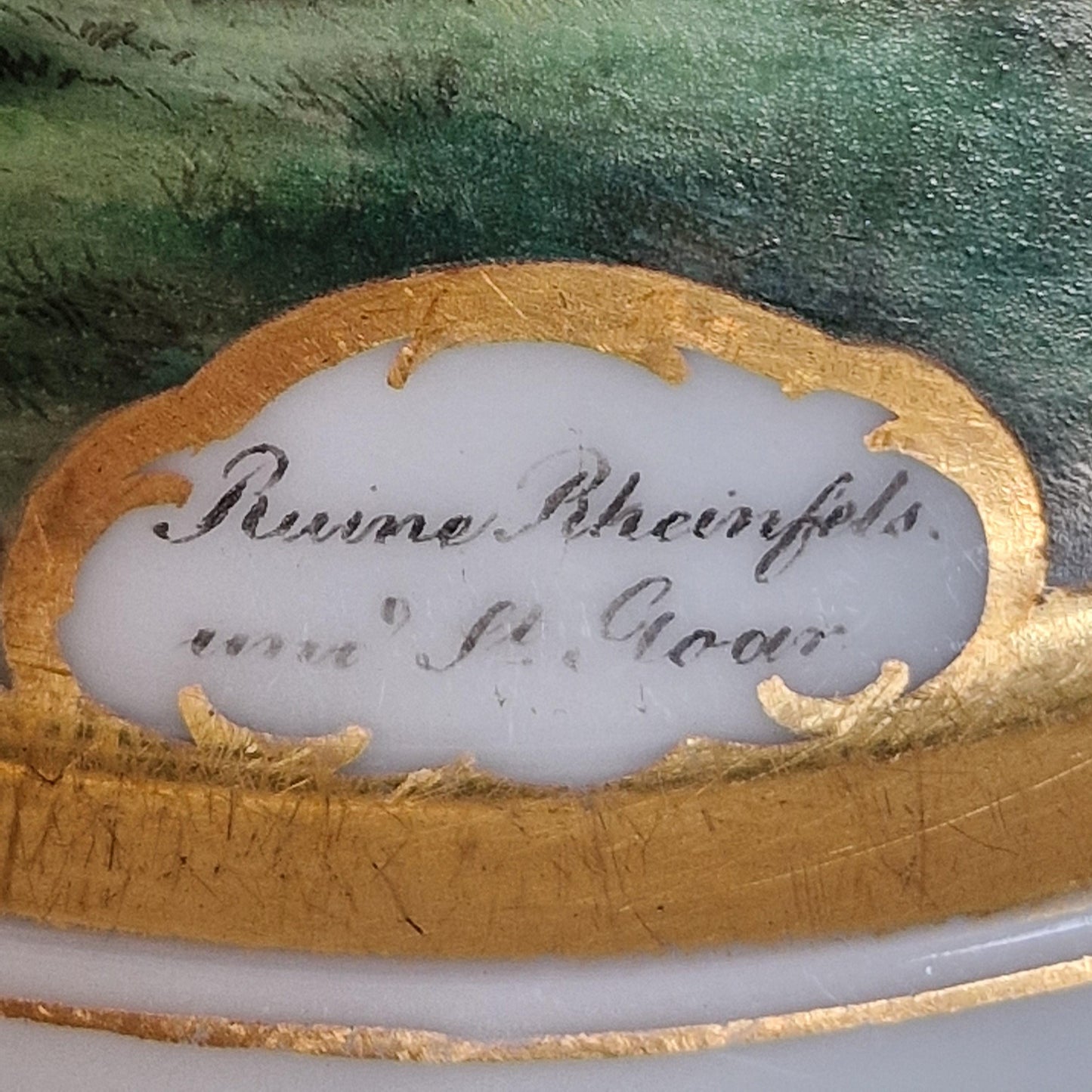 Antique German Porcelain Wall Plate: Hand-Painted Rhine River Castle Scene