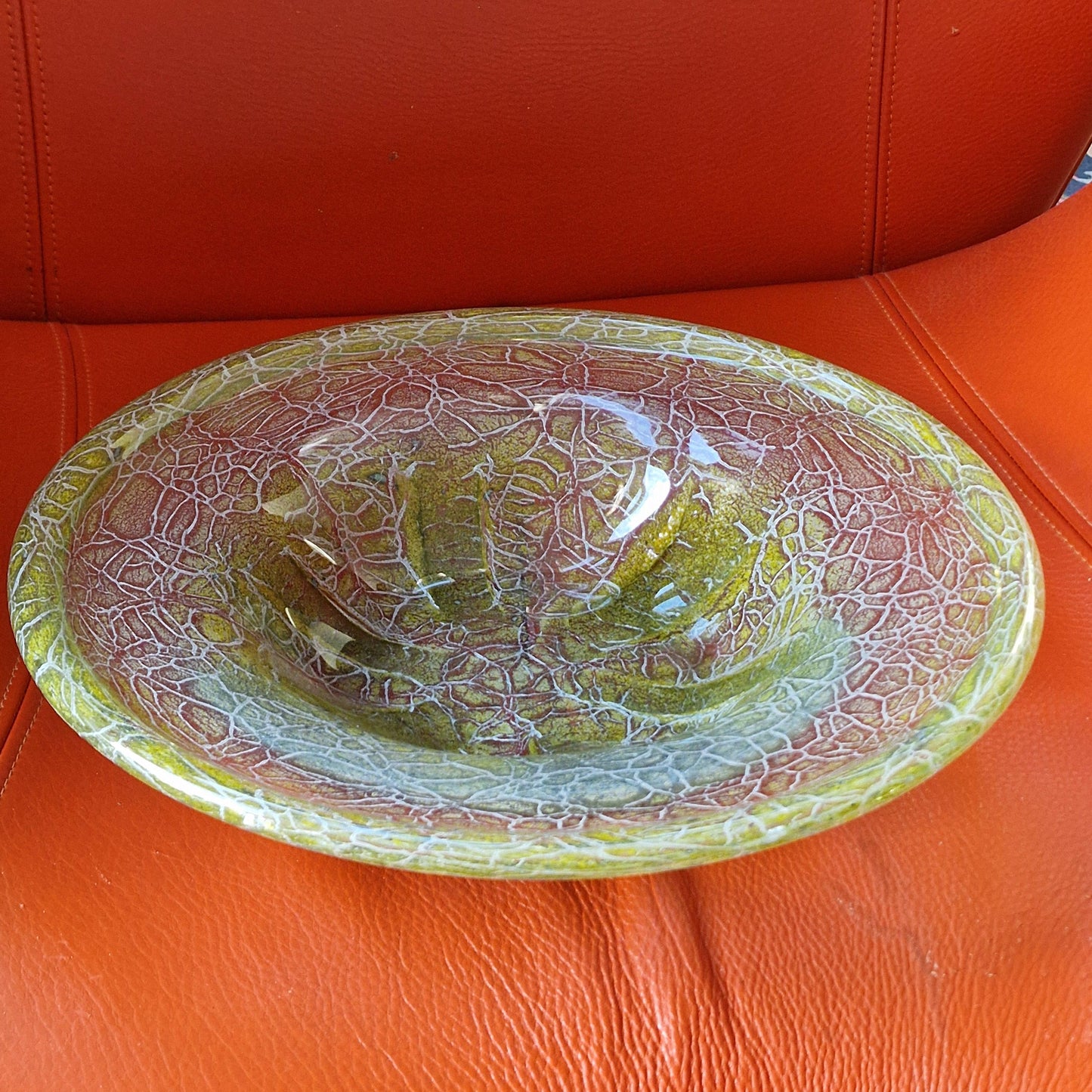 Karl Wiedmann WMF Ikora Glass Bowl, Yellow Art Deco Centerpiece