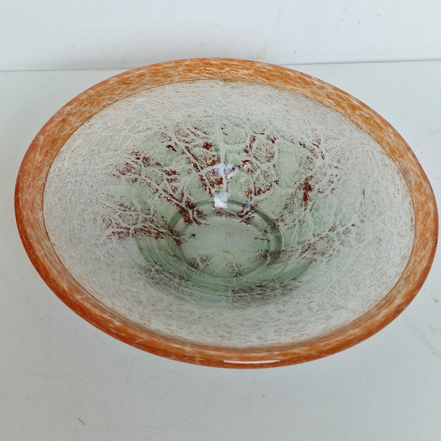 Karl Wiedmann WMF Ikora Glass Bowl, Art Deco Orange Centerpiece, 1930s