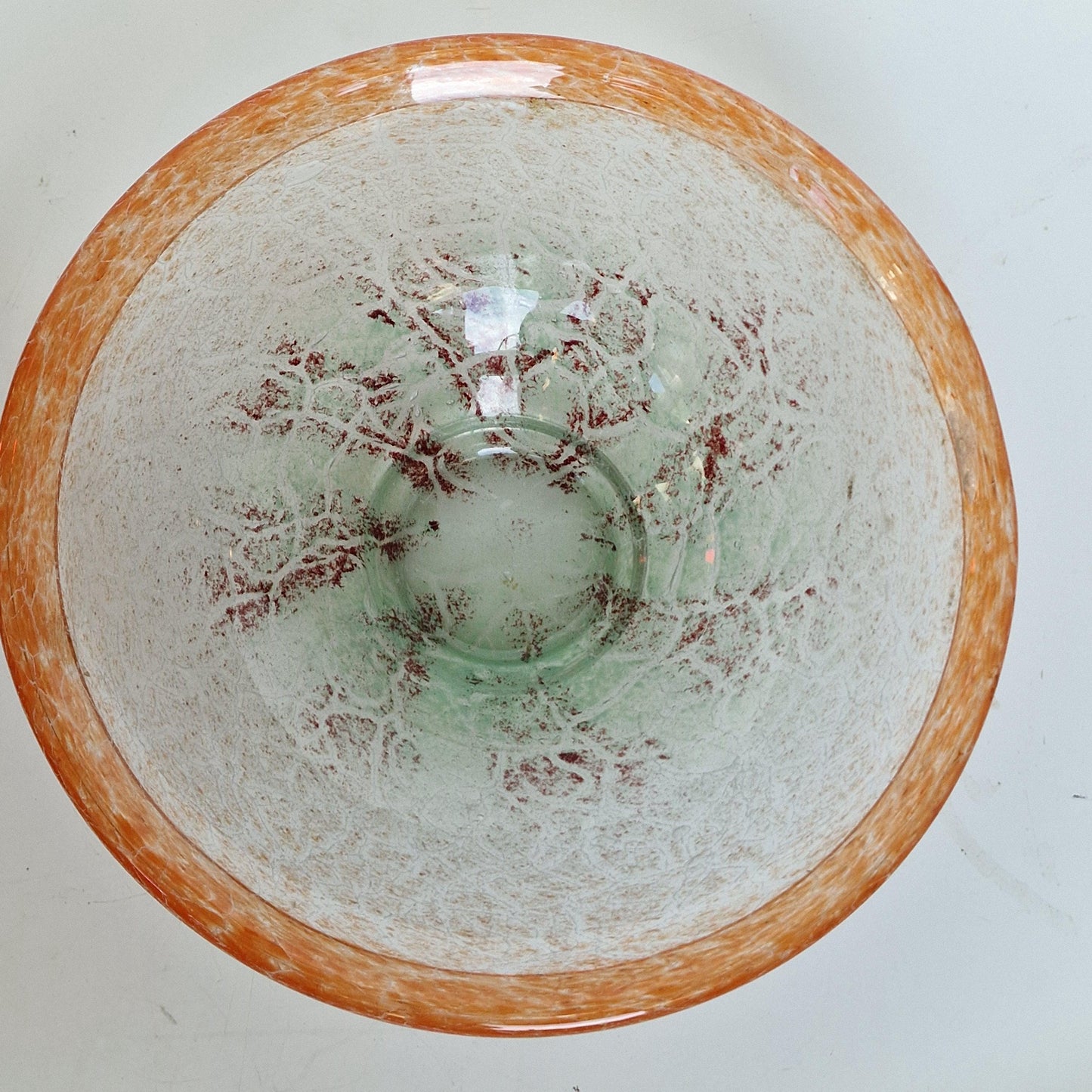 Karl Wiedmann WMF Ikora Glass Bowl, Art Deco Orange Centerpiece, 1930s