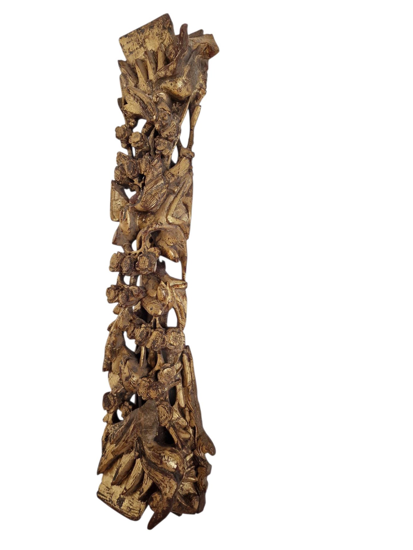 Antique marked Chinese Gilded Overdoor Panel – Hand-Carved Temple Ornament – Qing Dynasty, Late 19th Century
