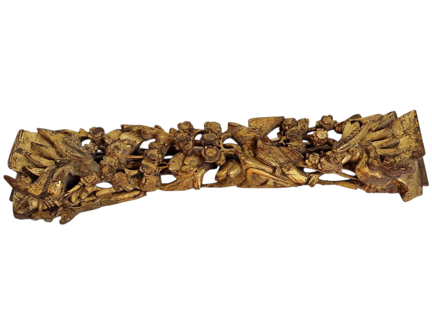 Antique marked Chinese Gilded Overdoor Panel – Hand-Carved Temple Ornament – Qing Dynasty, Late 19th Century