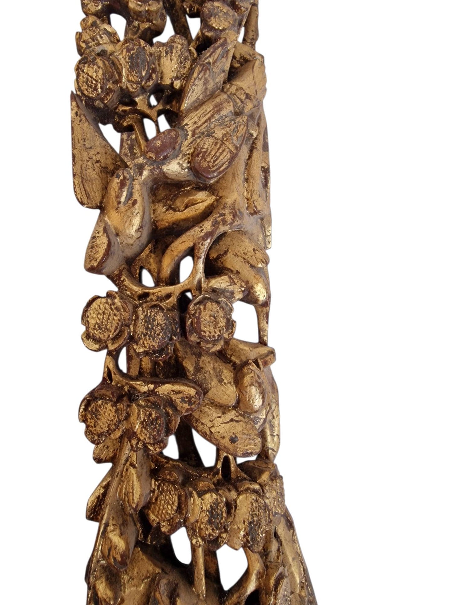 Antique marked Chinese Gilded Overdoor Panel – Hand-Carved Temple Ornament – Qing Dynasty, Late 19th Century