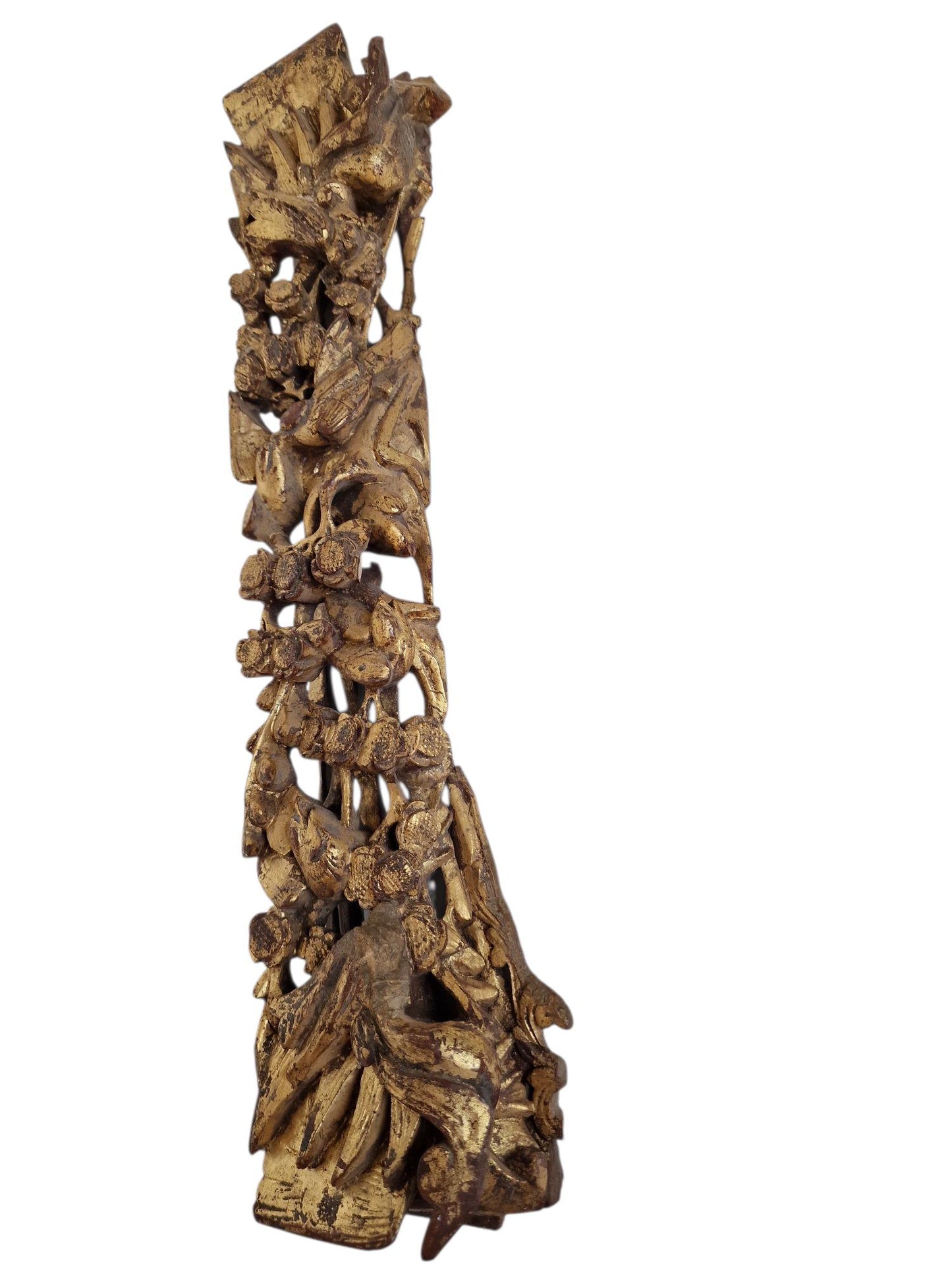 Antique marked Chinese Gilded Overdoor Panel – Hand-Carved Temple Ornament – Qing Dynasty, Late 19th Century
