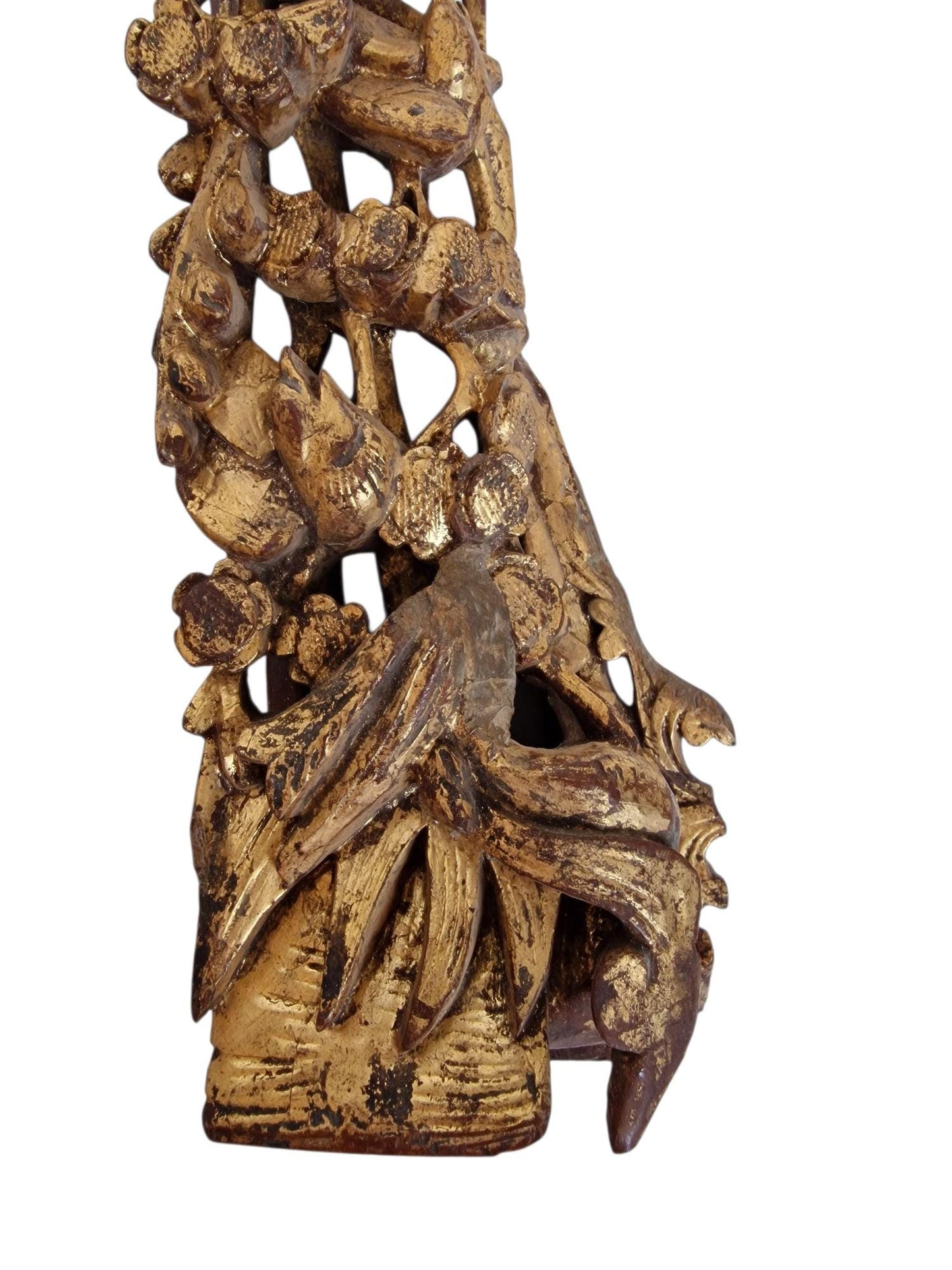 Antique marked Chinese Gilded Overdoor Panel – Hand-Carved Temple Ornament – Qing Dynasty, Late 19th Century