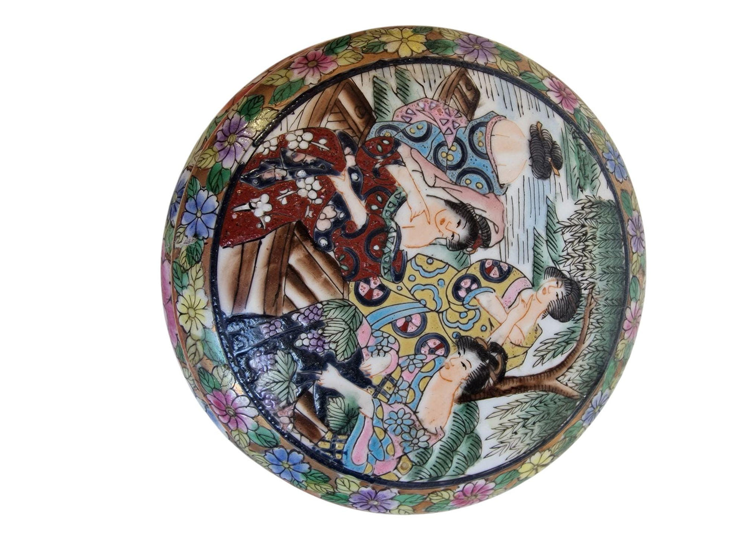 Antique Chinese Porcelain Box – Hand-Painted Famille Rose Erotic Scene