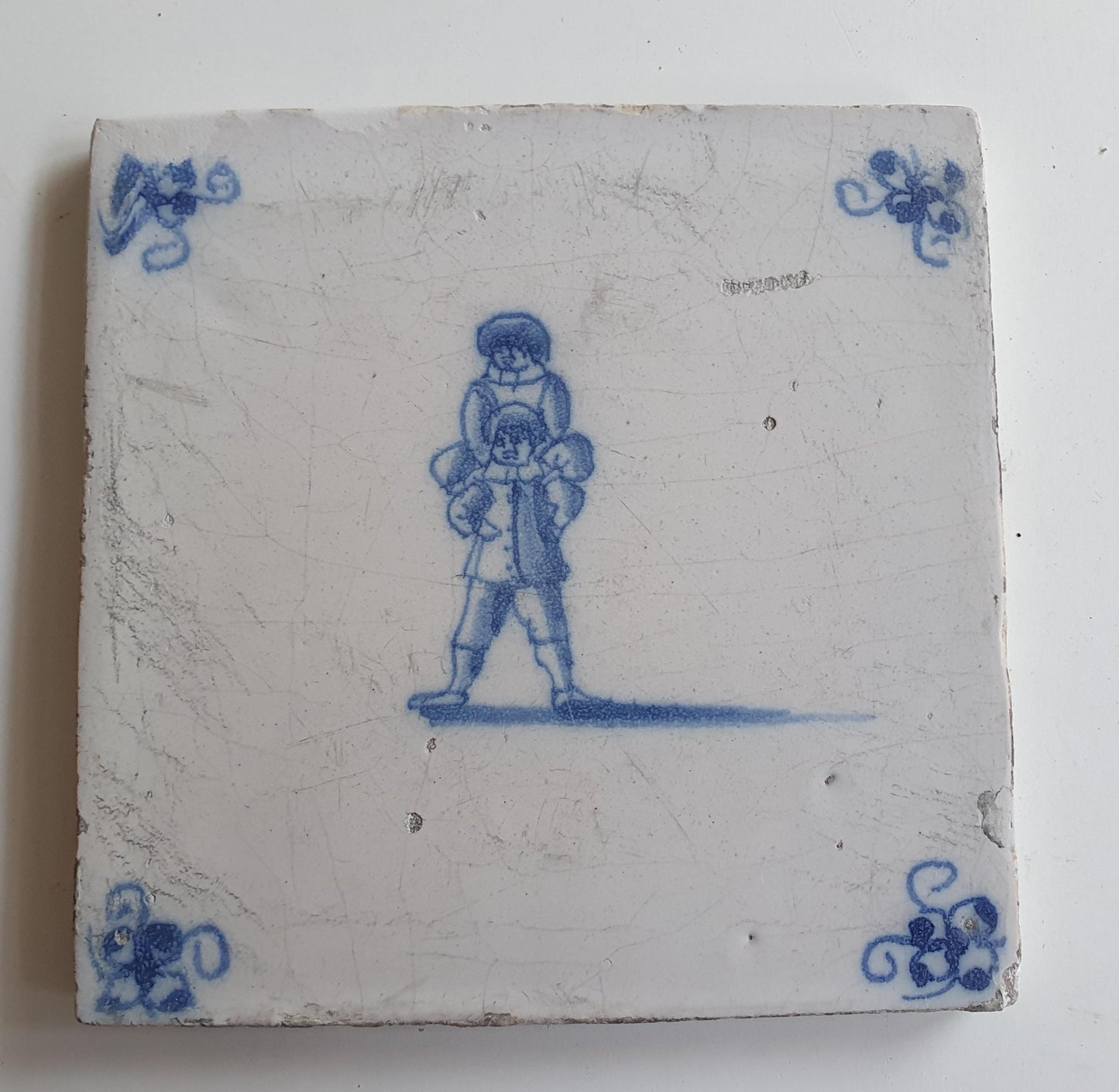 Dutch antique tile, 17th century, child,s play 1660 rare !