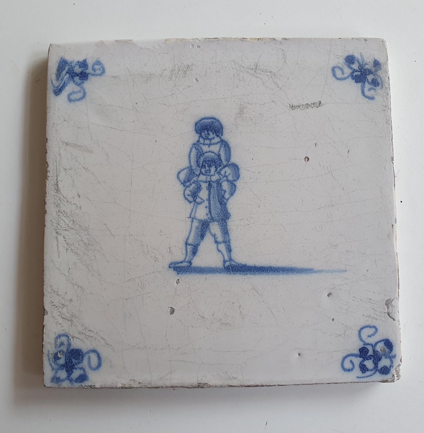 Dutch antique tile, 17th century, child,s play 1660 rare !