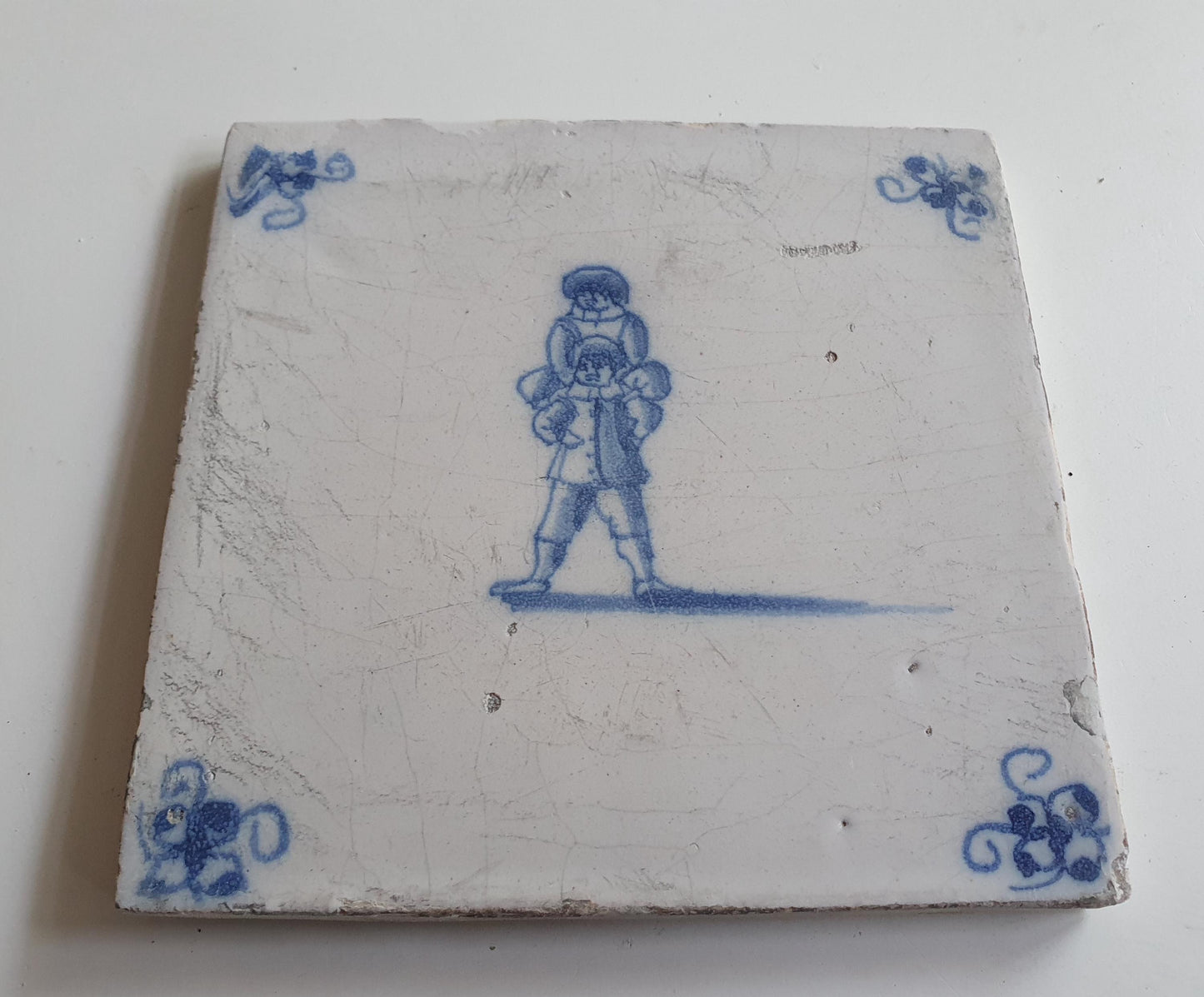 Dutch antique tile, 17th century, child,s play 1660 rare !