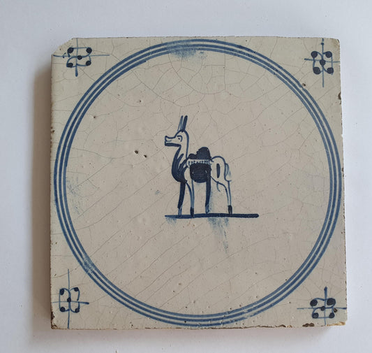 18th Century Dutch Delft Tile: Blue Dromedary Design