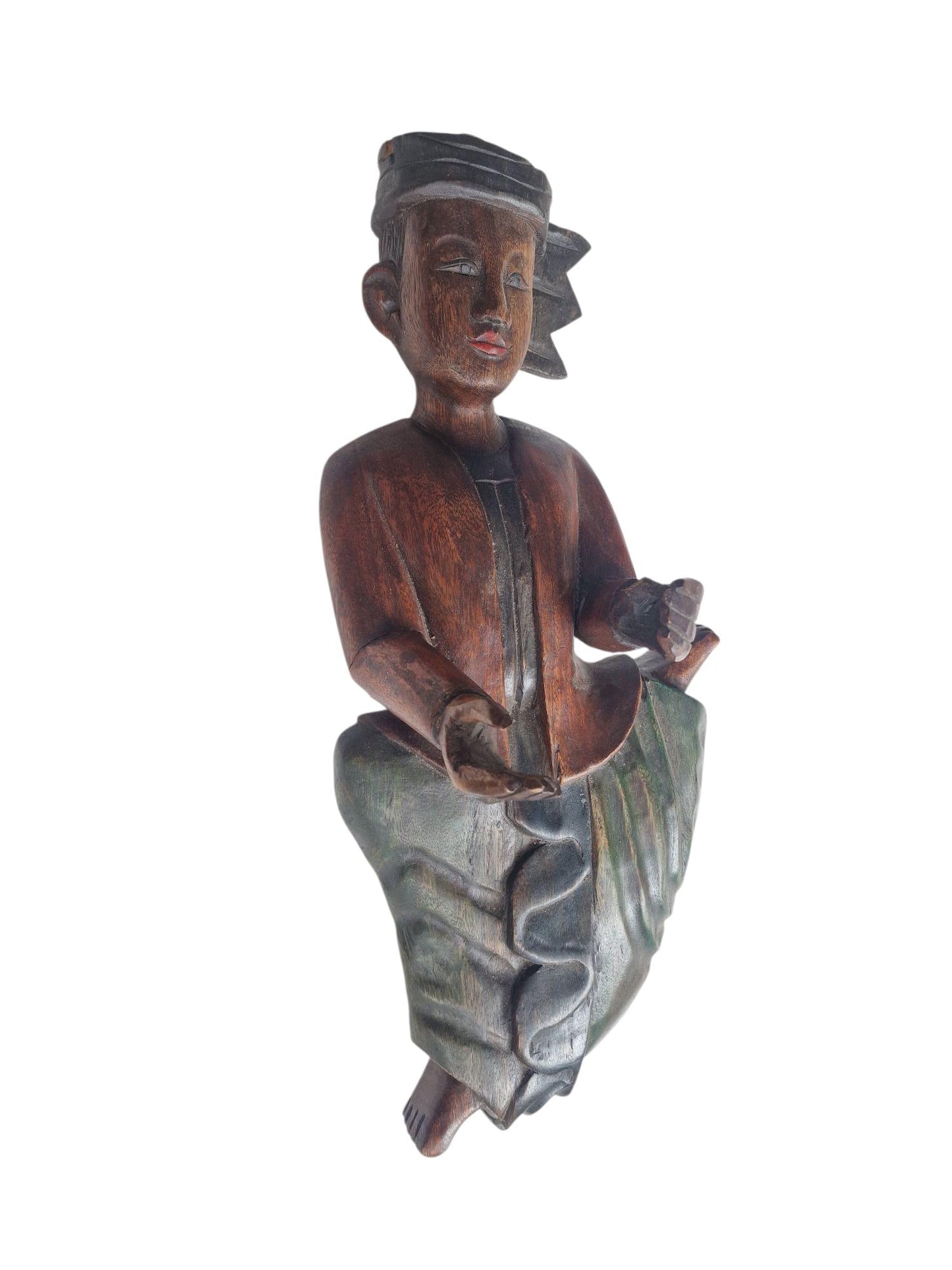 Antique Indonesian Teak Wood Figurehead, Javanese Ship Sculpture, 1920s