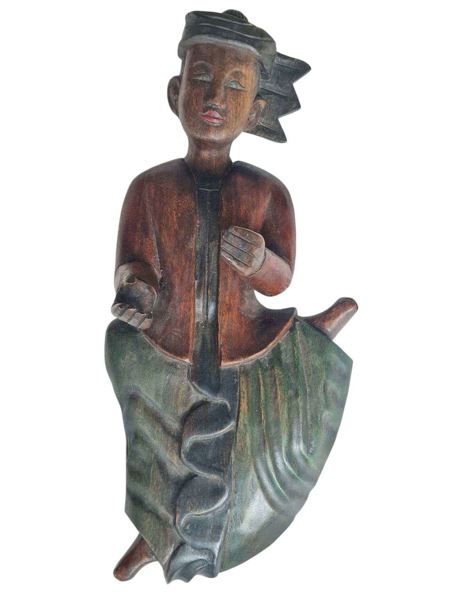 Antique Indonesian Teak Wood Figurehead, Javanese Ship Sculpture, 1920s