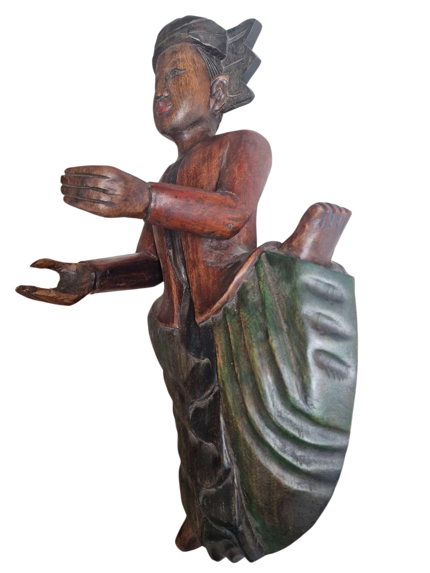 Antique Indonesian Teak Wood Figurehead, Javanese Ship Sculpture, 1920s