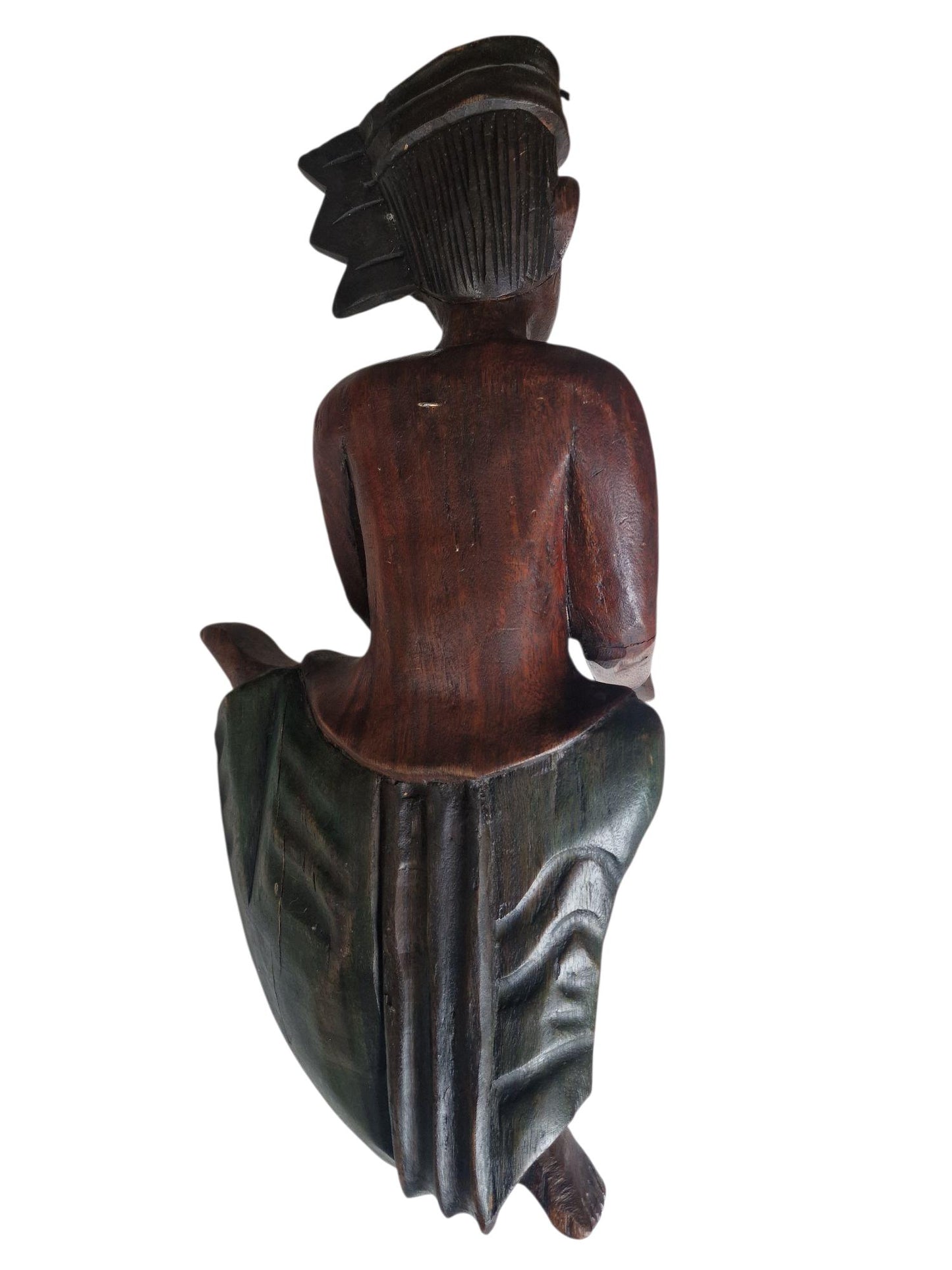 Antique Indonesian Teak Wood Figurehead, Javanese Ship Sculpture, 1920s