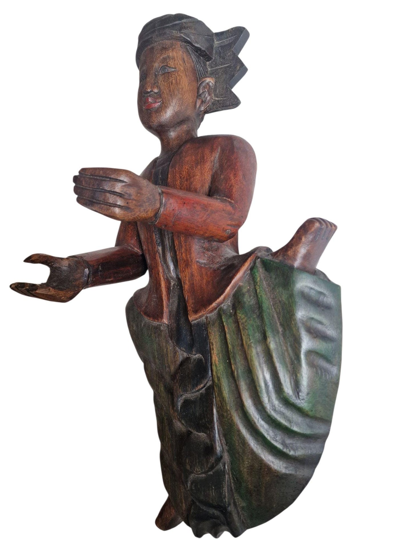 Antique Indonesian Teak Wood Figurehead, Javanese Ship Sculpture, 1920s
