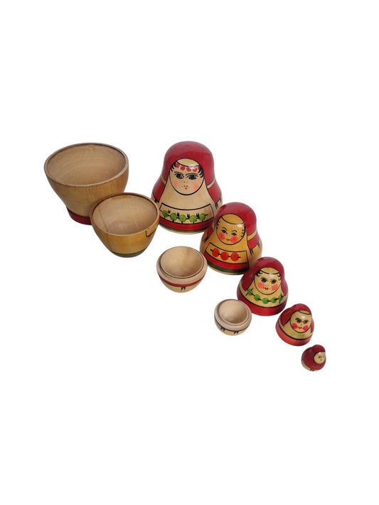 Handpainted Nested Matryoshka Dolls, Wooden Babushka Set